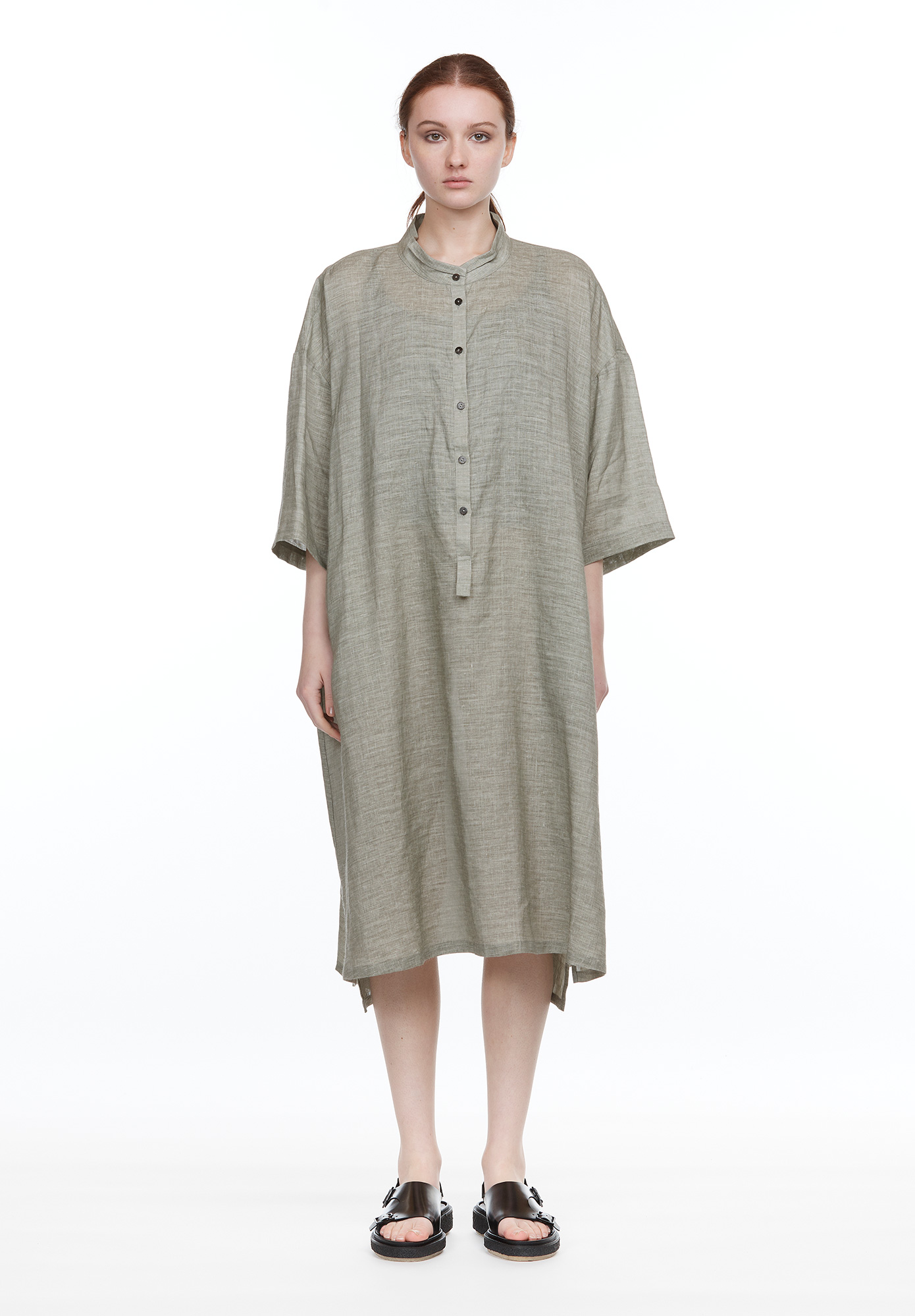 MOYURU - FLY FRONT DRESS - SAGE