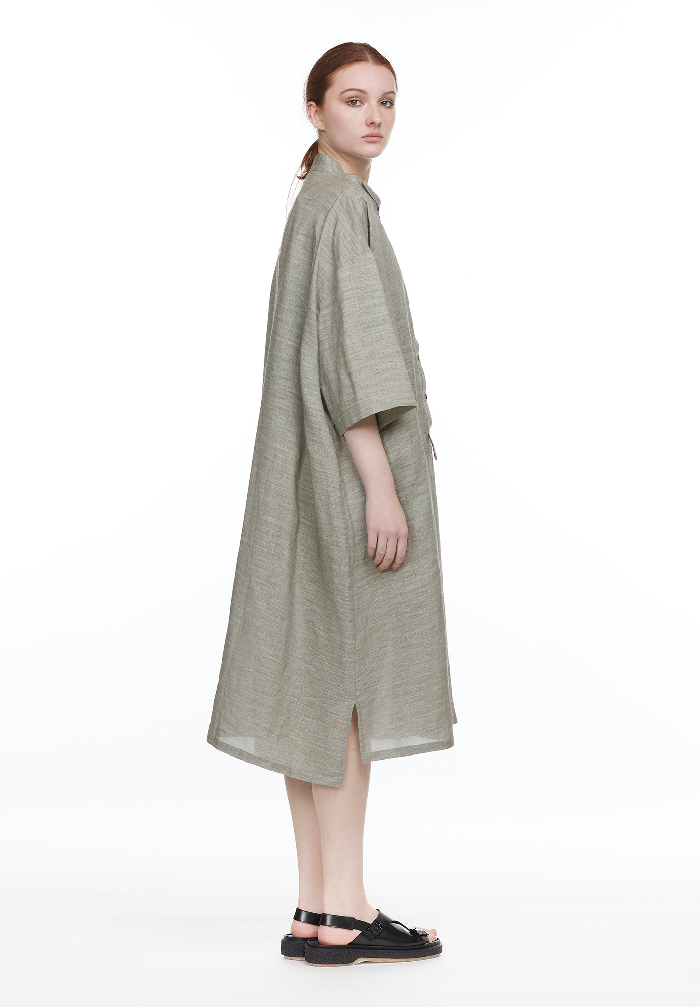 FLY FRONT DRESS - SAGE