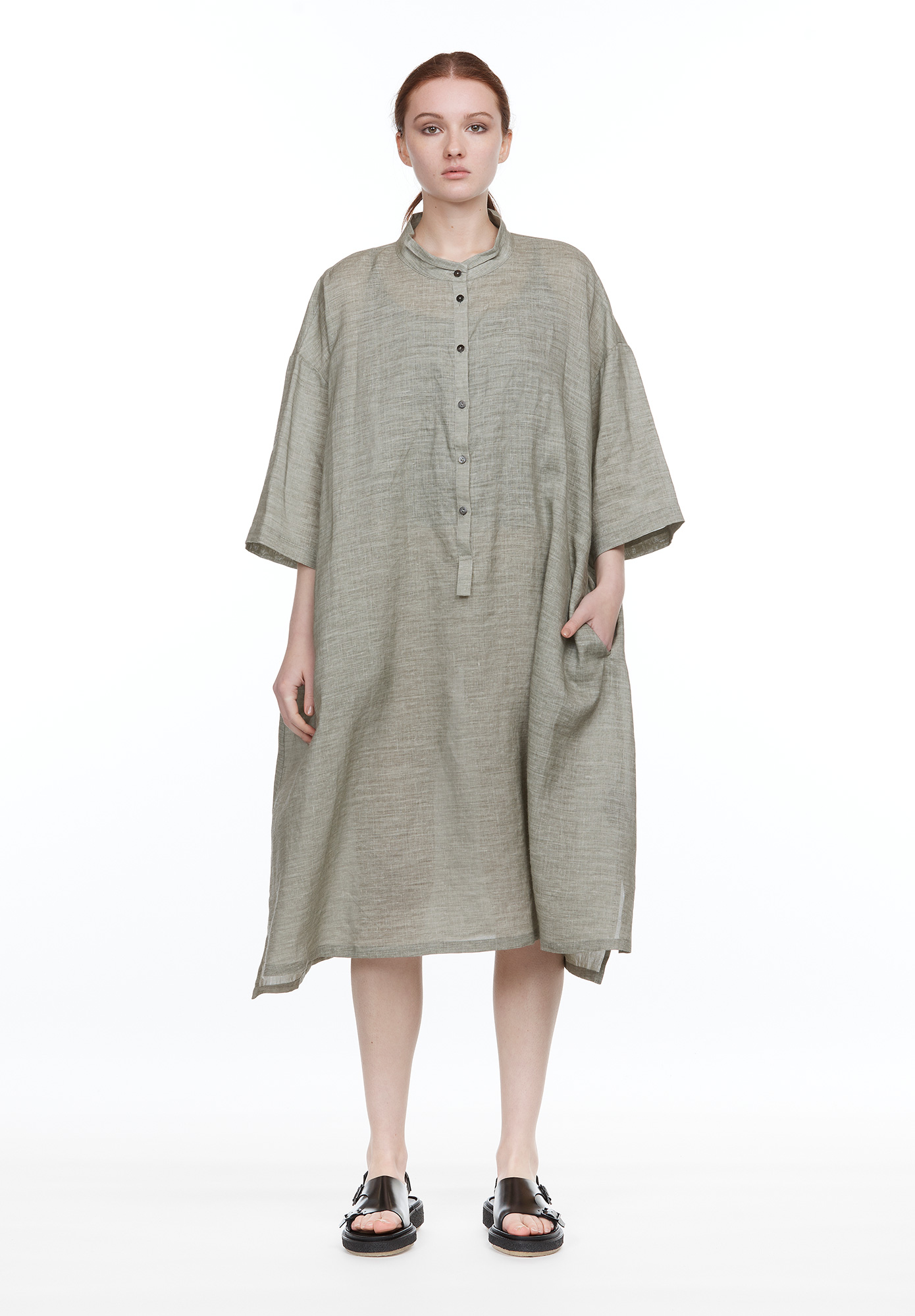 FLY FRONT DRESS - SAGE