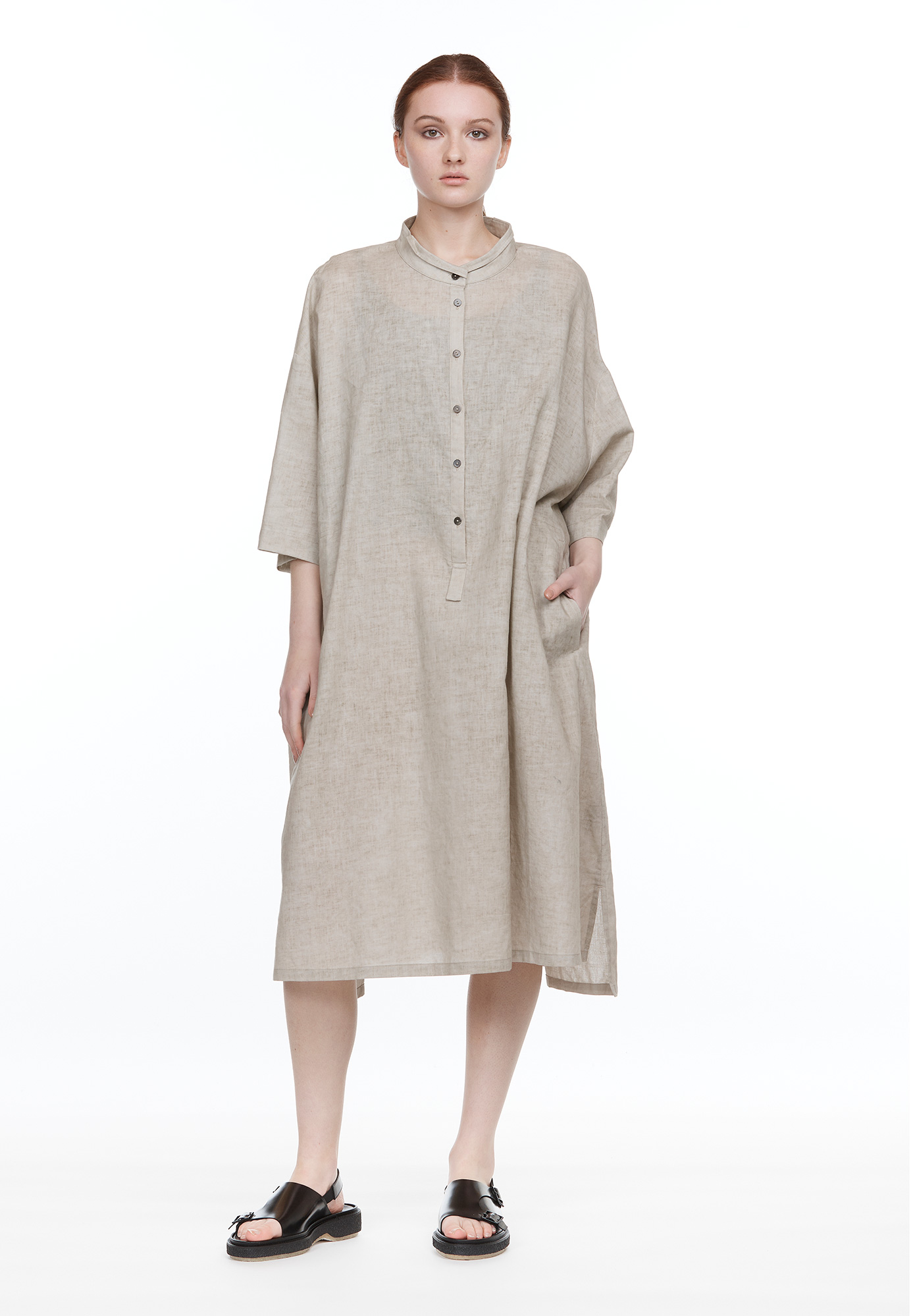 MOYURU - FLY FRONT DRESS - TAUPE