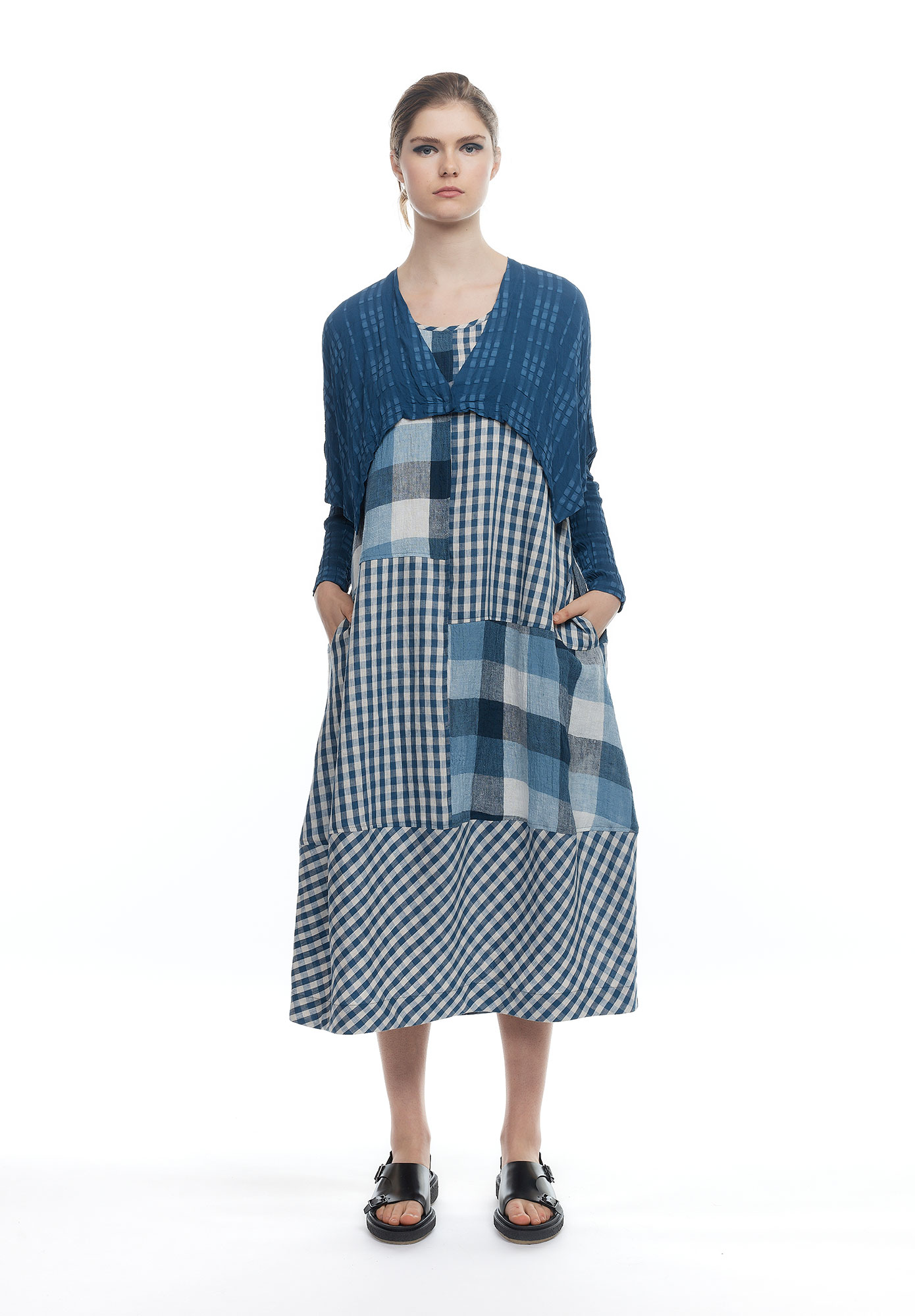 MM SÖHN - FRAMEWORK CROPPED SHRUG - MID BLUE