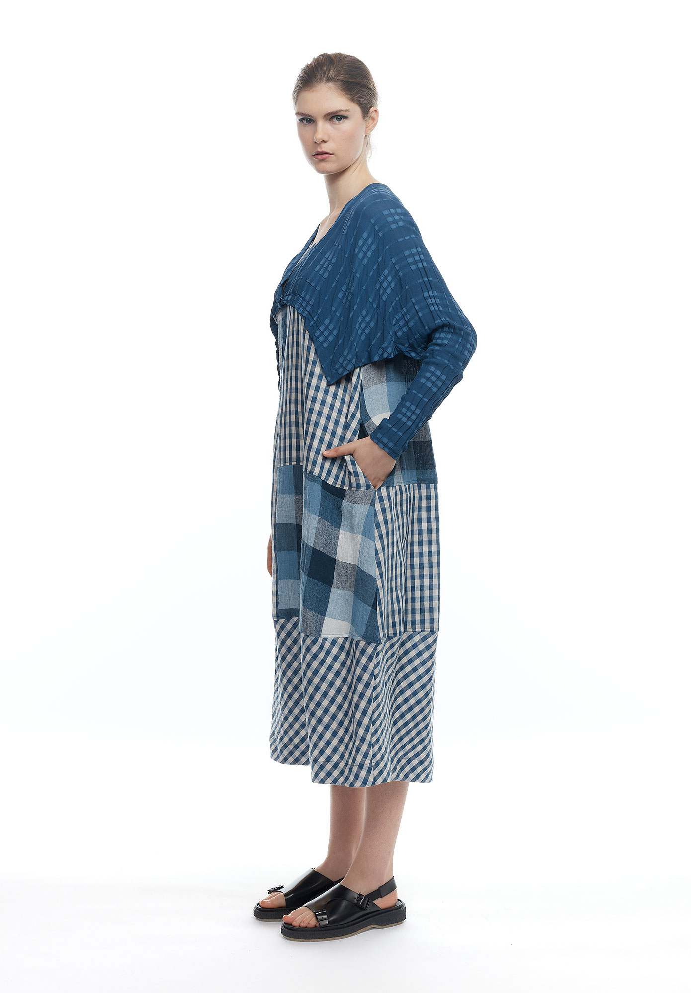 MM SÖHN - FRAMEWORK CROPPED SHRUG - MID BLUE