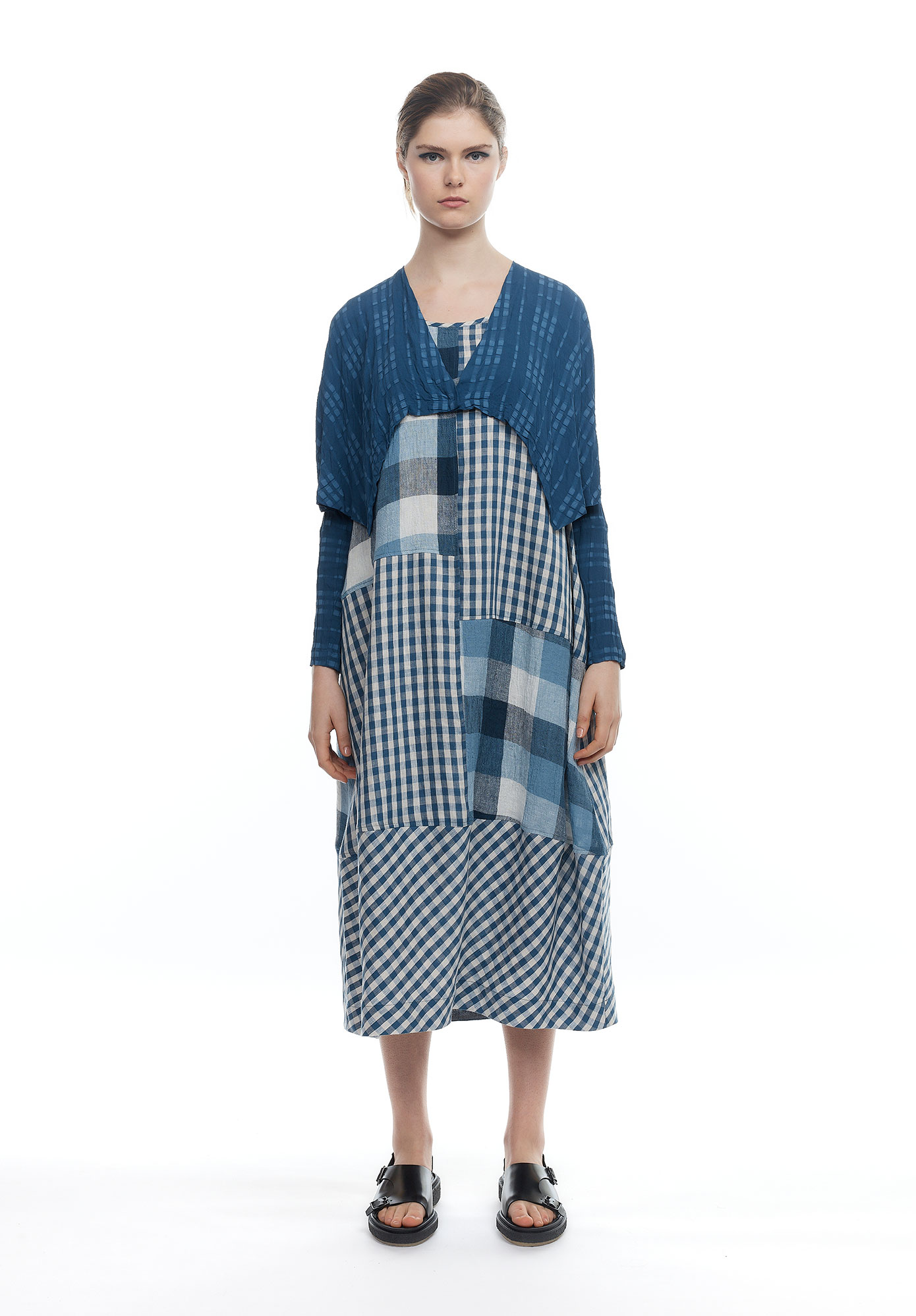 MM SÖHN - FRAMEWORK CROPPED SHRUG - MID BLUE