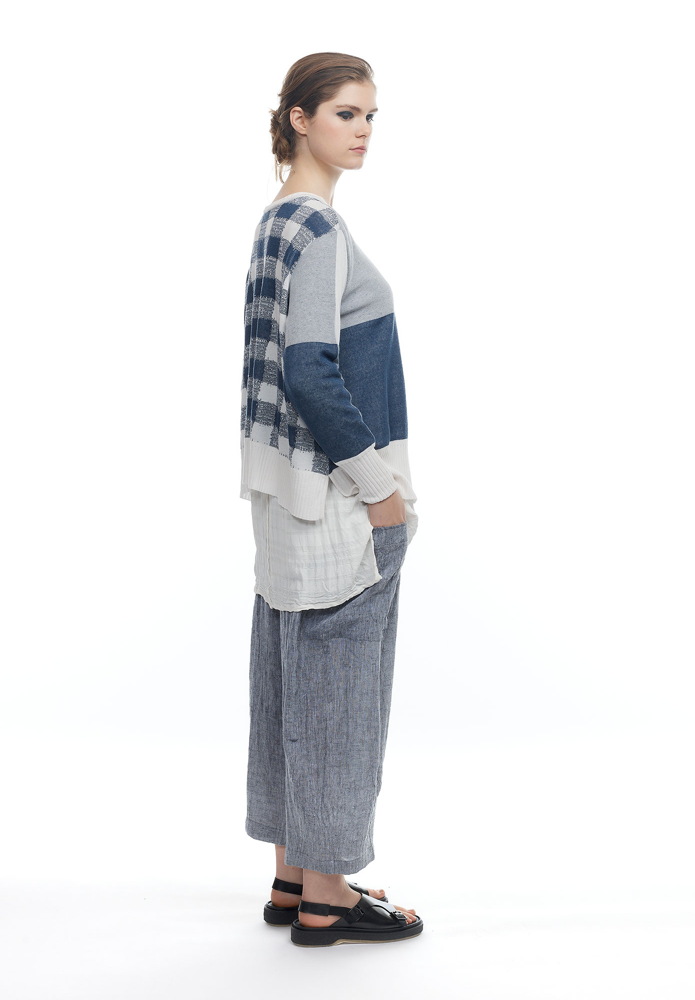 CRISS CROSS REVERSIBLE JUMPER - NATURAL / DENIM