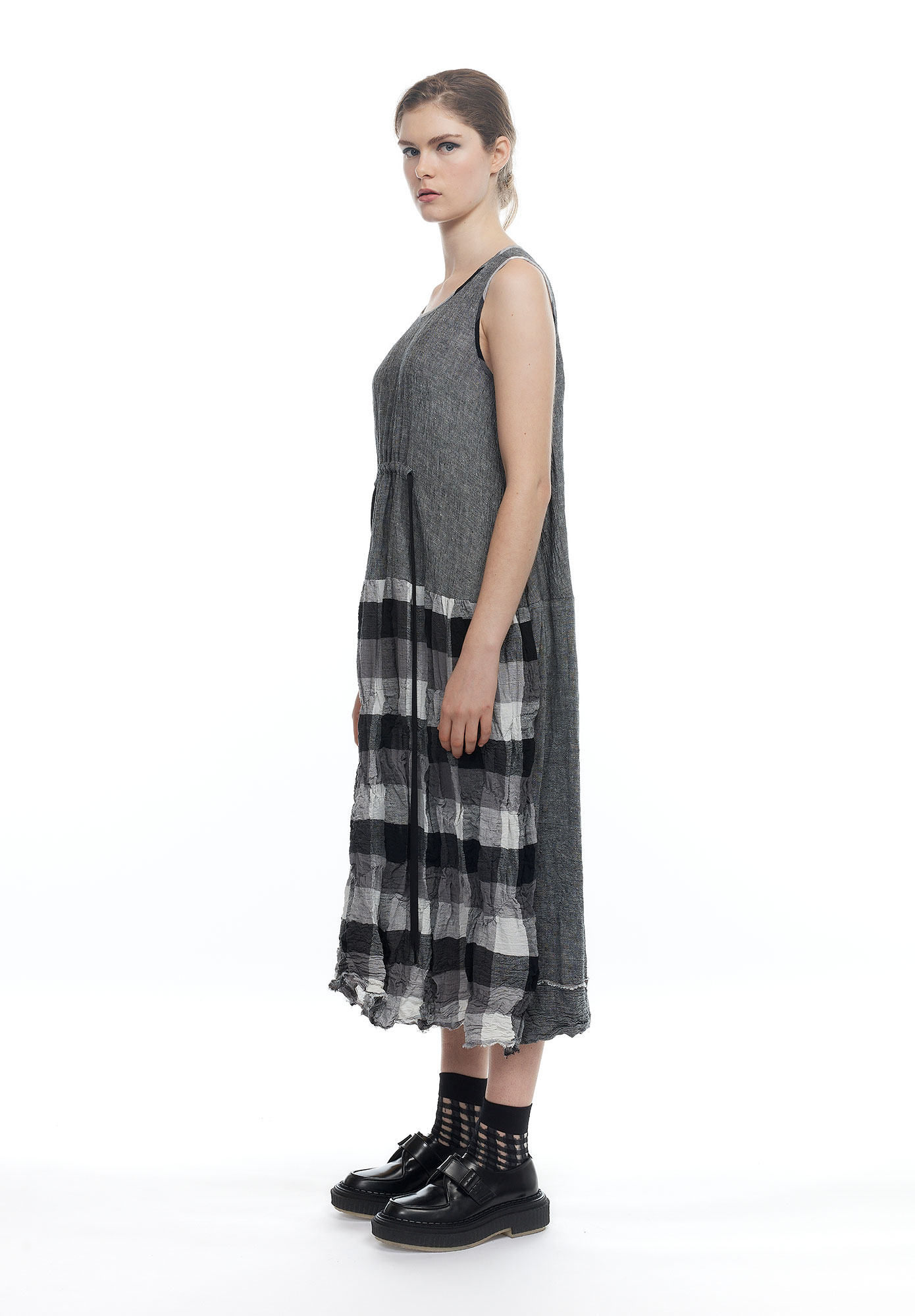 CUBIC CHECK DRESS - SALT & PEPPER MULTI