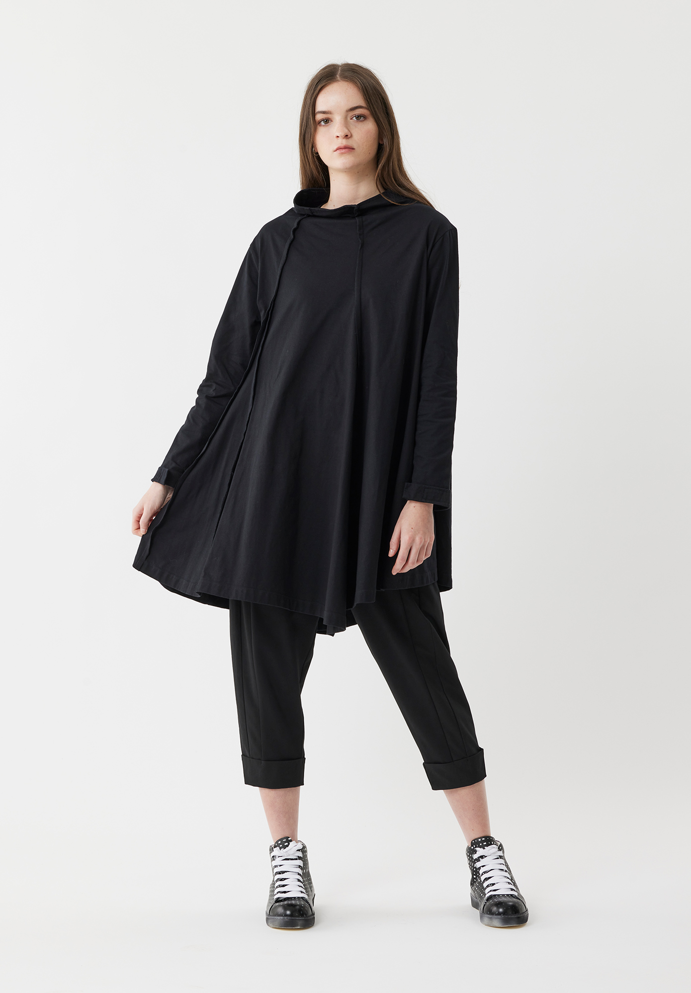 FUNNEL NECK TUNIC - BLACK