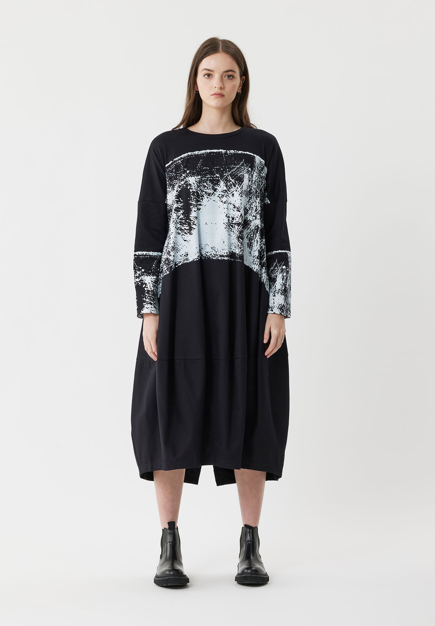 DIFFUSION TULIP HEM DRESS - BLACK / WHITE