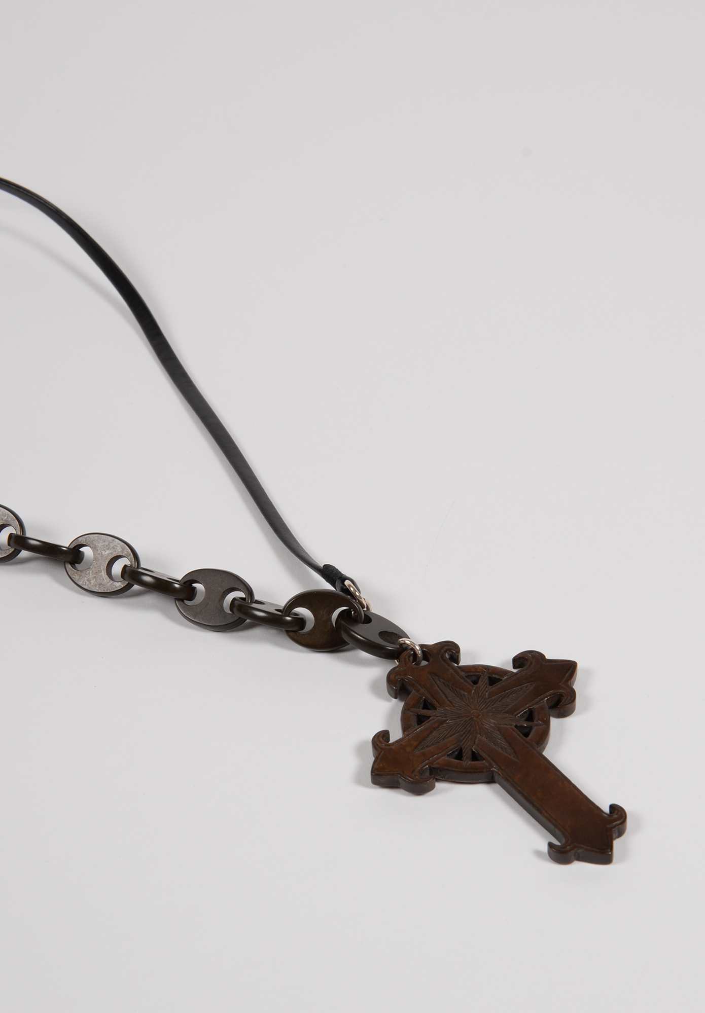 FLEW DESIGNS - VULCANITE CROSS NECKLACE - BLACK