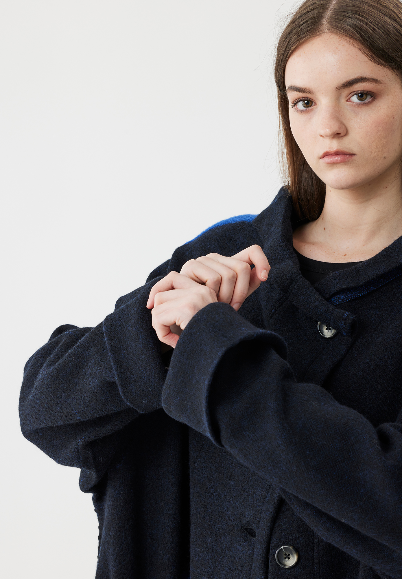 FUSION FELTED COAT - BLACK / BLUE