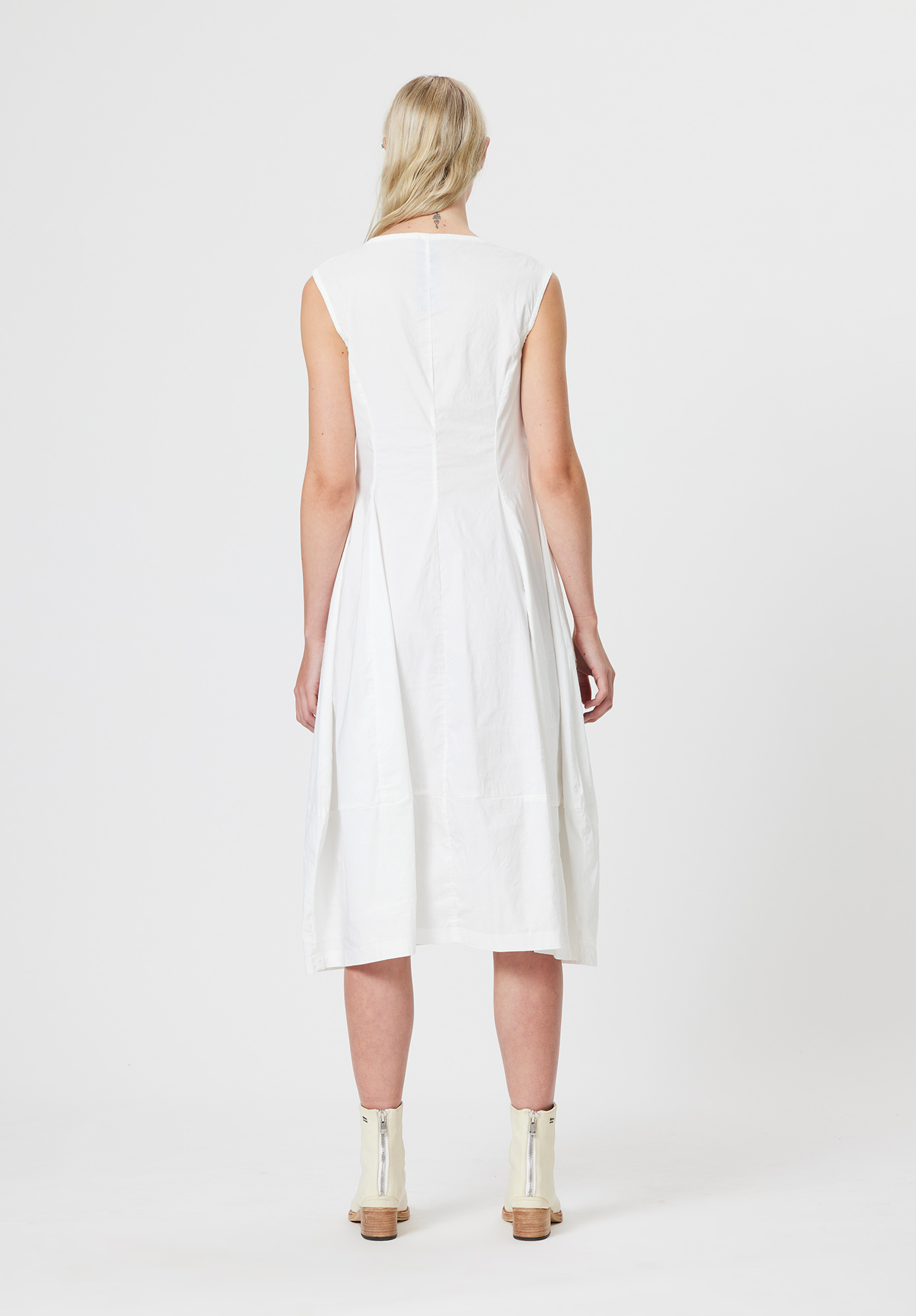 PANELLED JAQUARD DRESS - WHITE PRINT