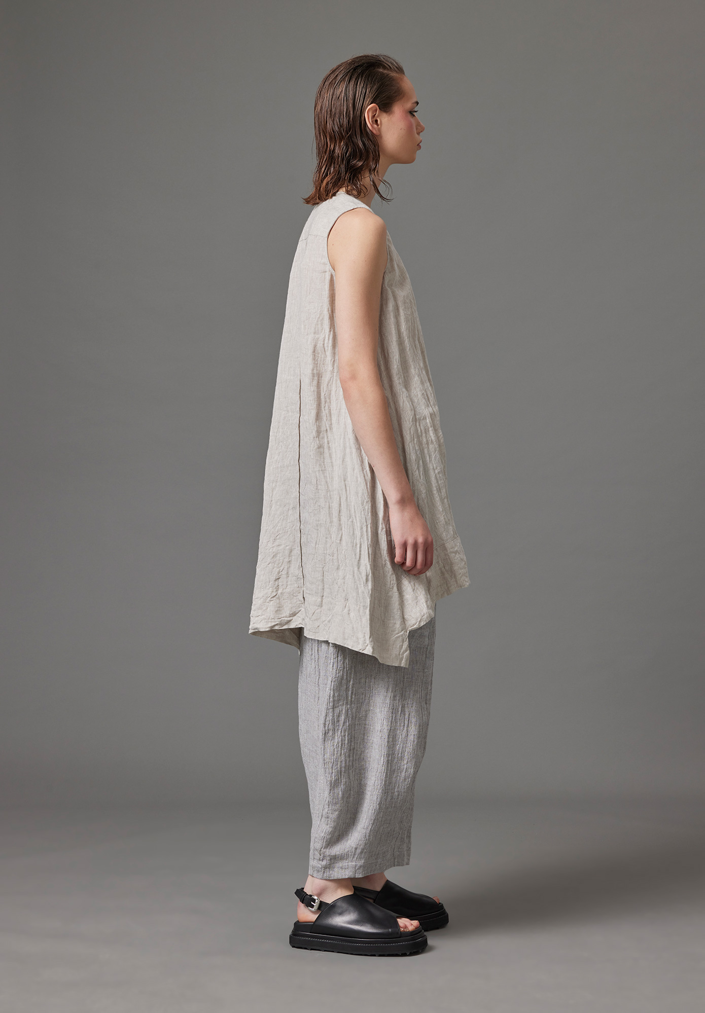 MM SÖHN - QUARTERLY SLEEVELESS TUNIC - NATURAL