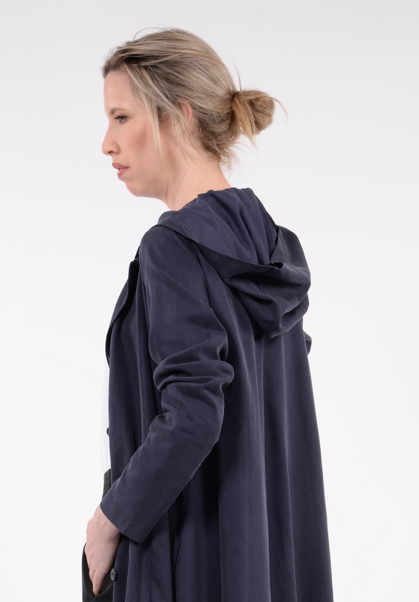 PAL OFFNER - HOODIE COAT - FLUID TENCEL - BLUEBERRY