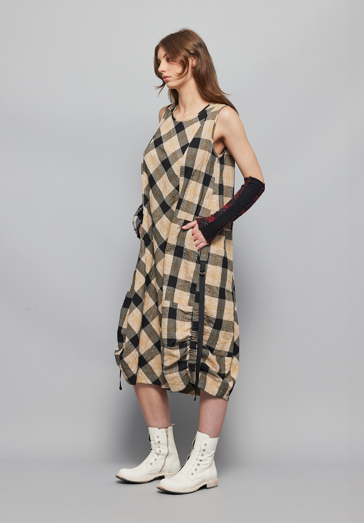 MM SÖHN - DISCORD SLEEVELESS DRESS - MULTI CHECK