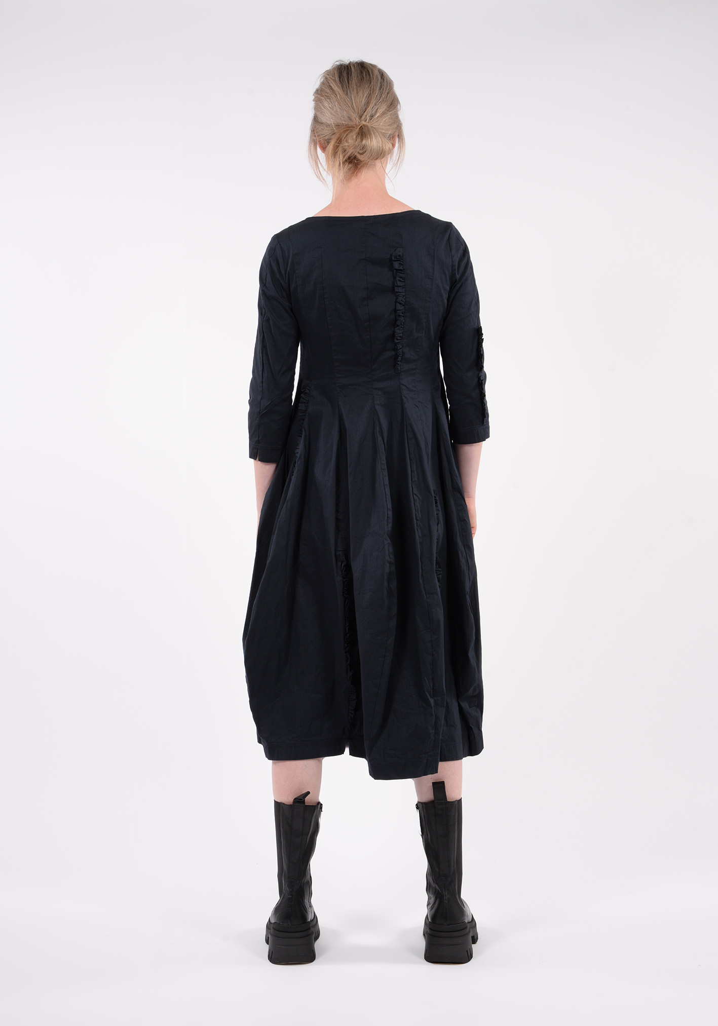 STUDIO RUNDHOLZ BLACK LABEL - PANELLED DRESS WITH RUFFLE INSERT - INK