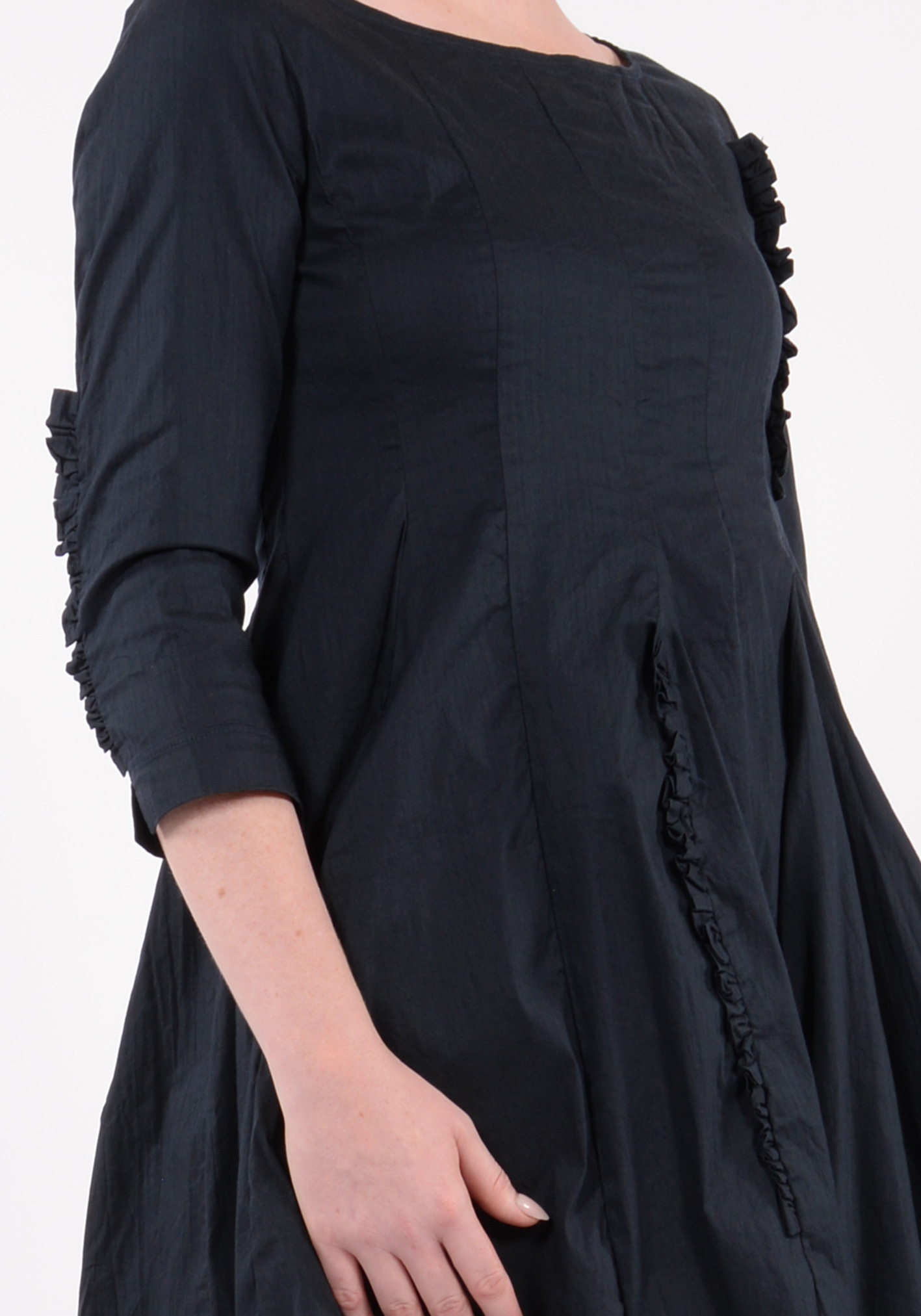 STUDIO RUNDHOLZ BLACK LABEL - PANELLED DRESS WITH RUFFLE INSERT - INK