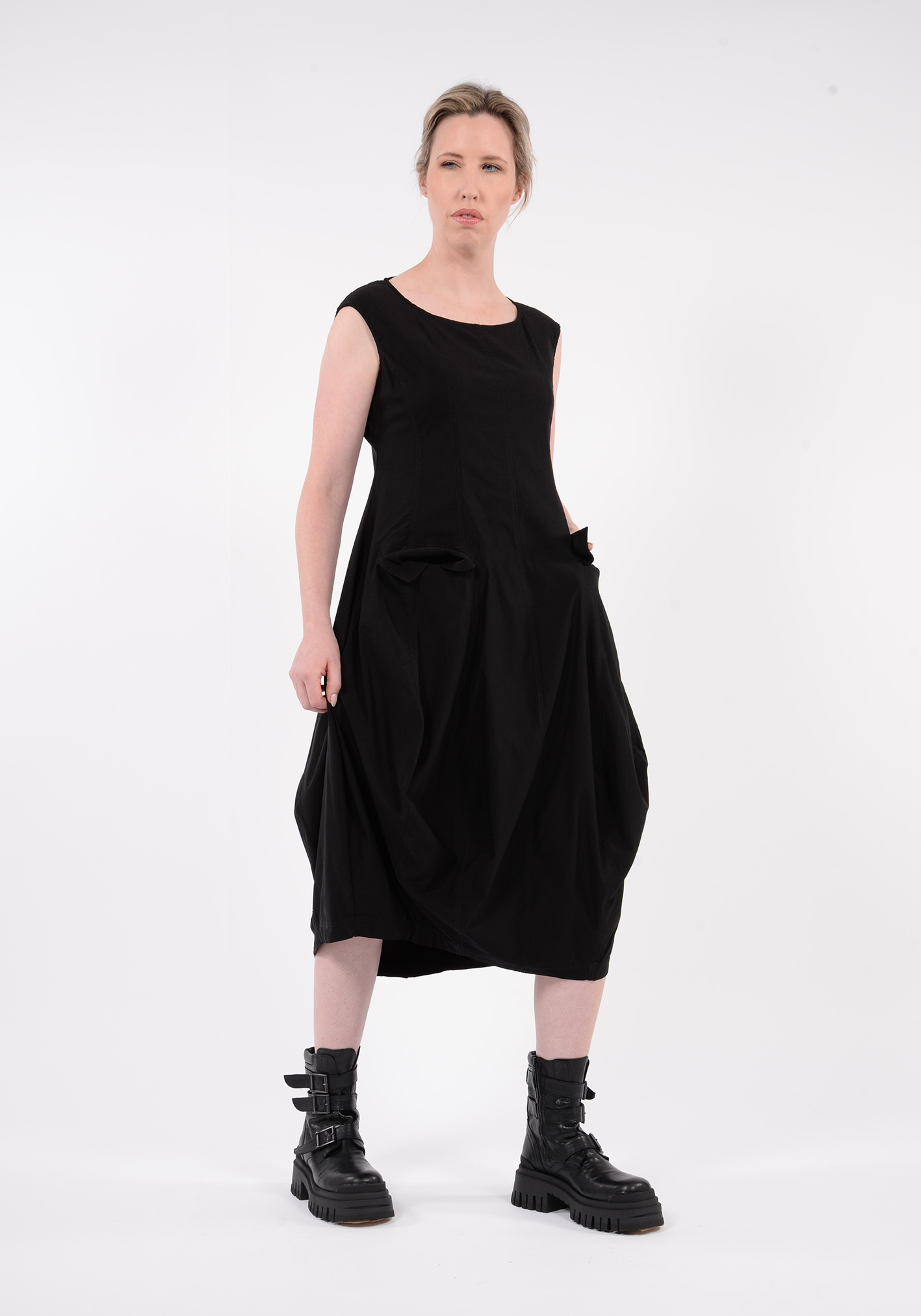 STUDIO RUNDHOLZ BLACK LABEL - PANELLED DRESS WITH POCKET FLAPS - BLACK