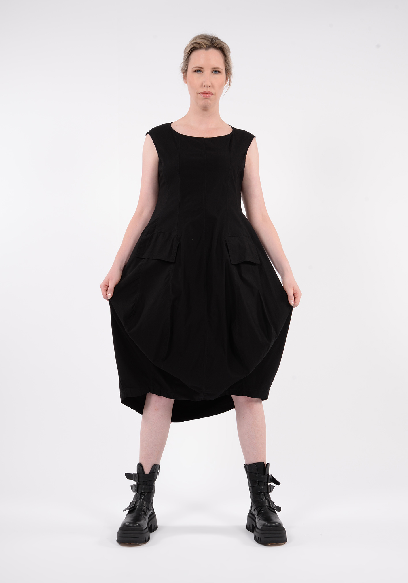 STUDIO RUNDHOLZ BLACK LABEL - PANELLED DRESS WITH POCKET FLAPS - BLACK