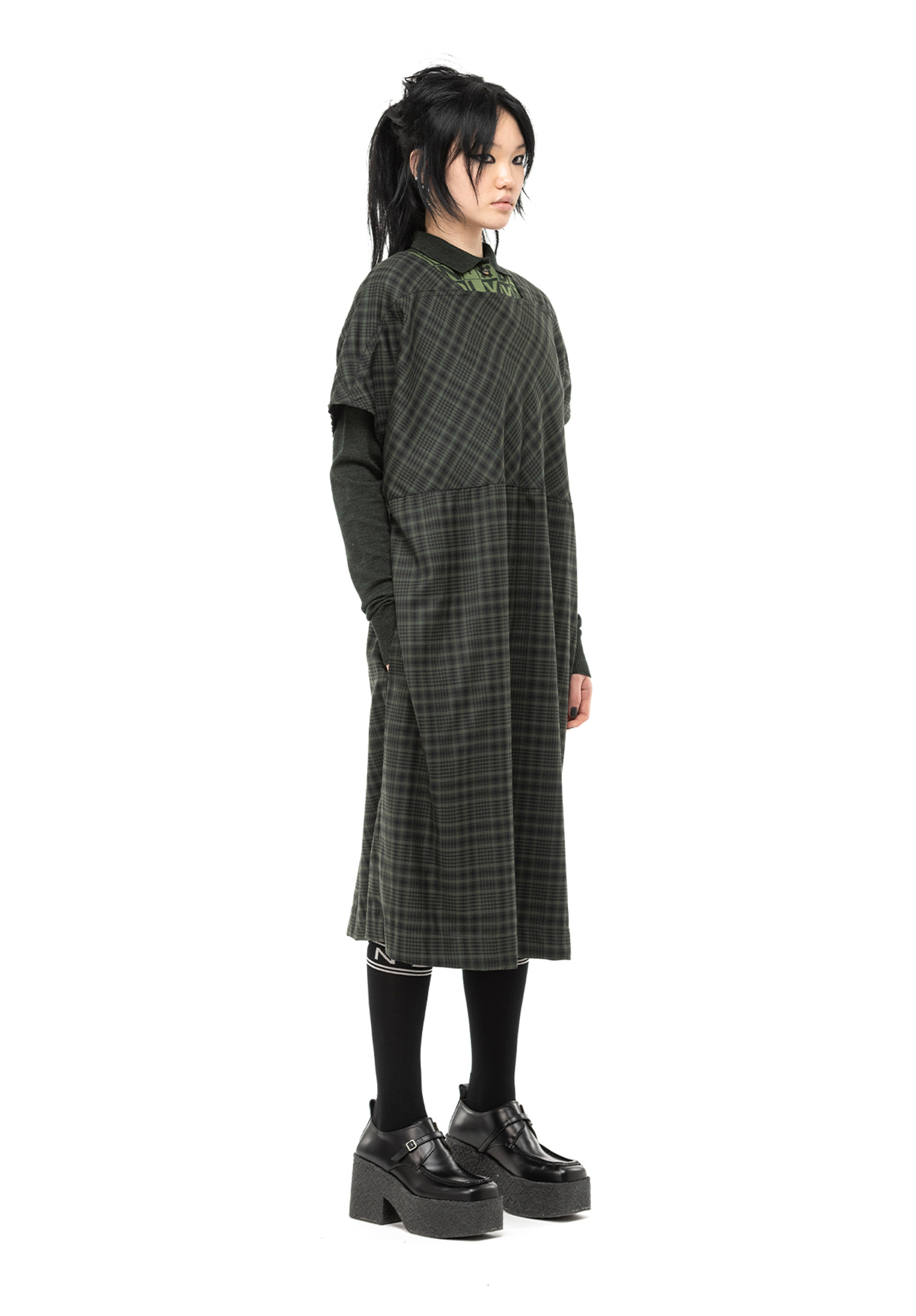 NOM*d - CROSS-CUT SHIFT - GREEN PLAID