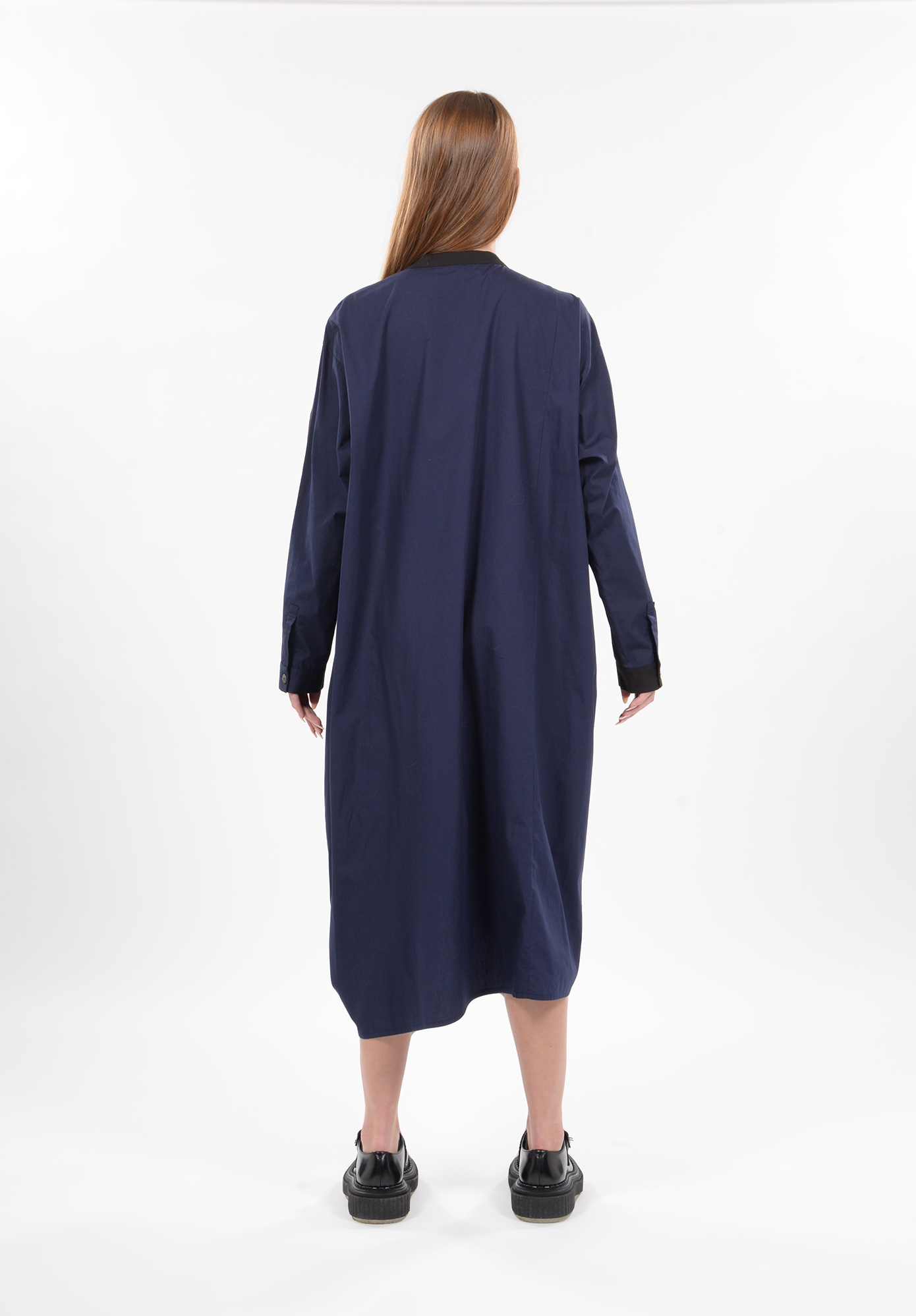 MOYURU - ALTERNATE SEAM SHIRT DRESS - BLACK