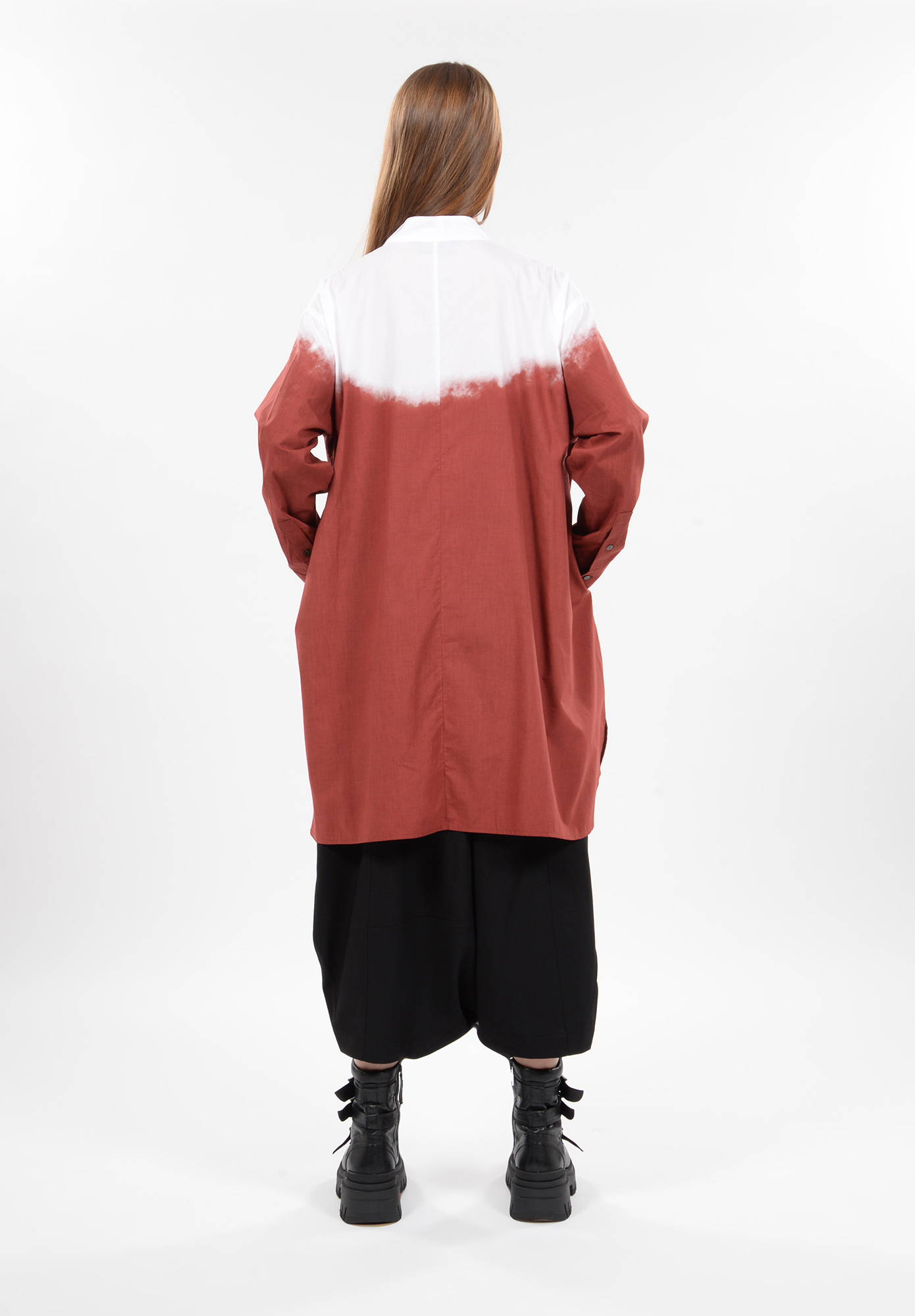 MOYURU - OMBRE SHIRT DRESS  - WHITE | RED