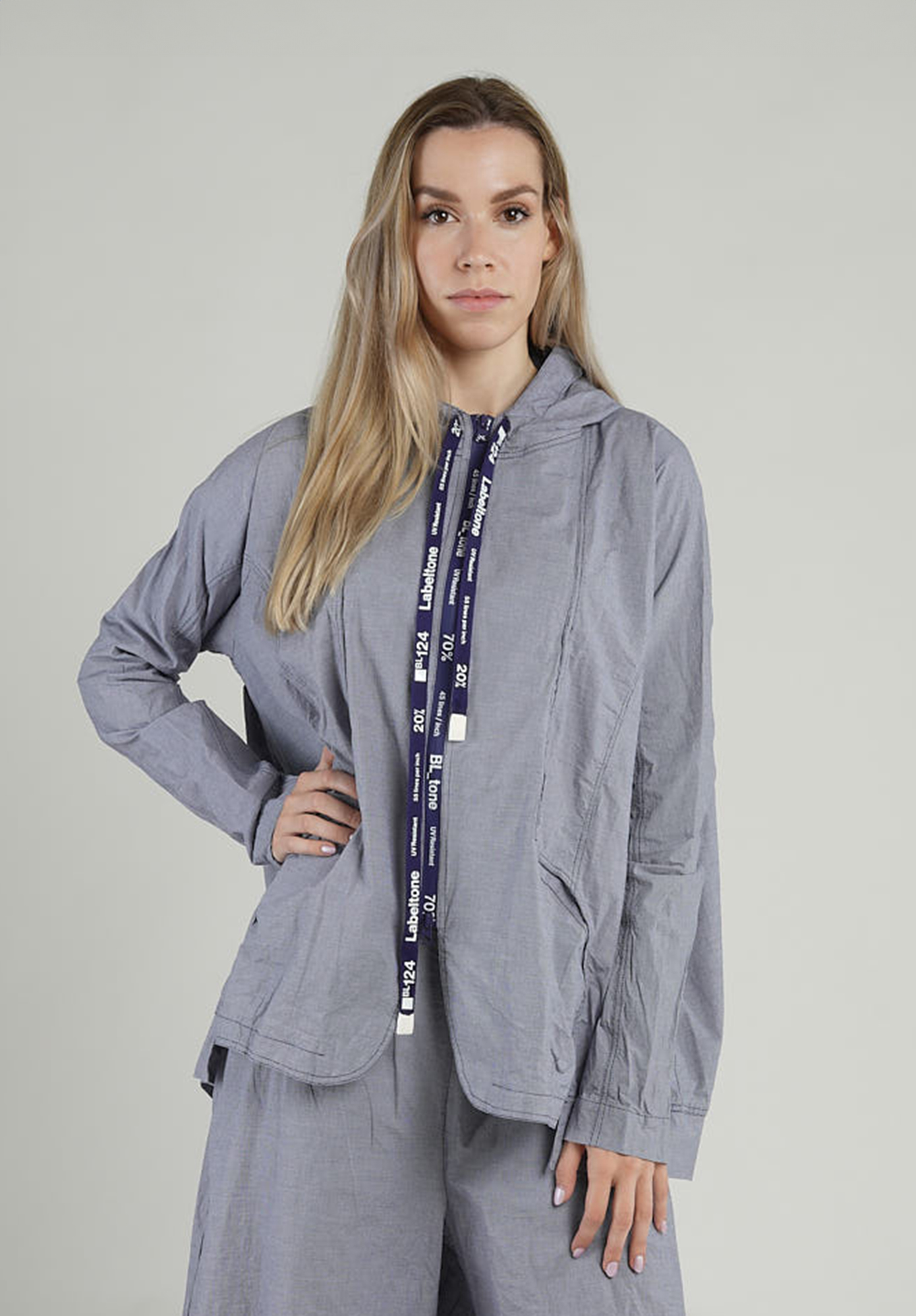 STUDIO RUNDHOLZ - BLACK LABEL - FITTED ZIP FRONT JACKET - AZUR CHECK