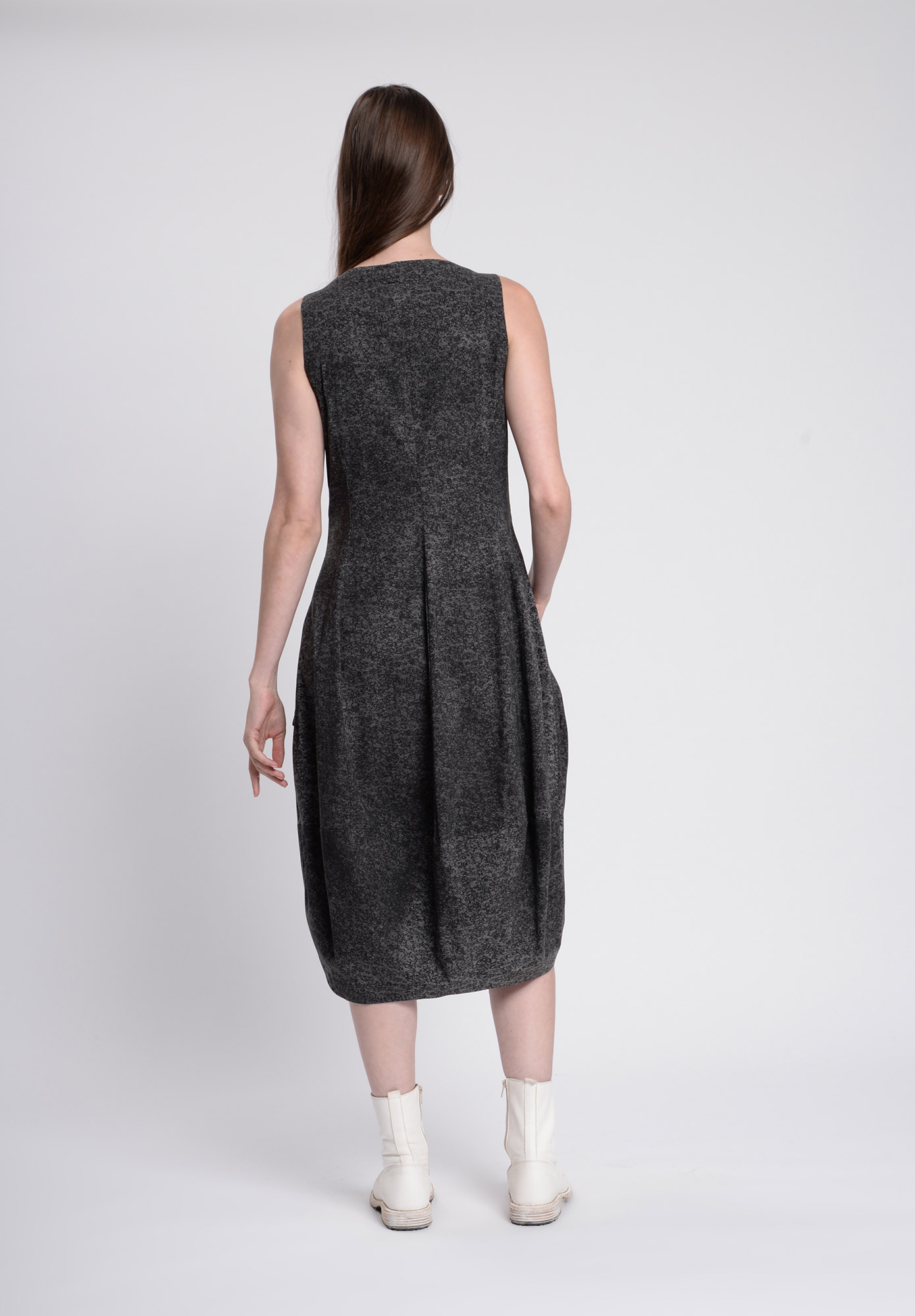 STUDIO RUNDHOLZ - BLACK LABEL - ZIP FRONT TULIP HEM DRESS PRINT - ROCK PRINT