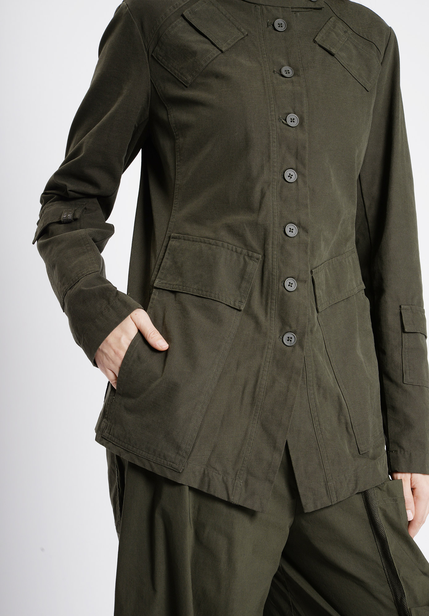 ジャケット・アウター RUNDHOLZ DIP / MILITARY SHORT COAT Rundholz Dip Leather Jacket in Pine | Santa Fe Dry Goods
