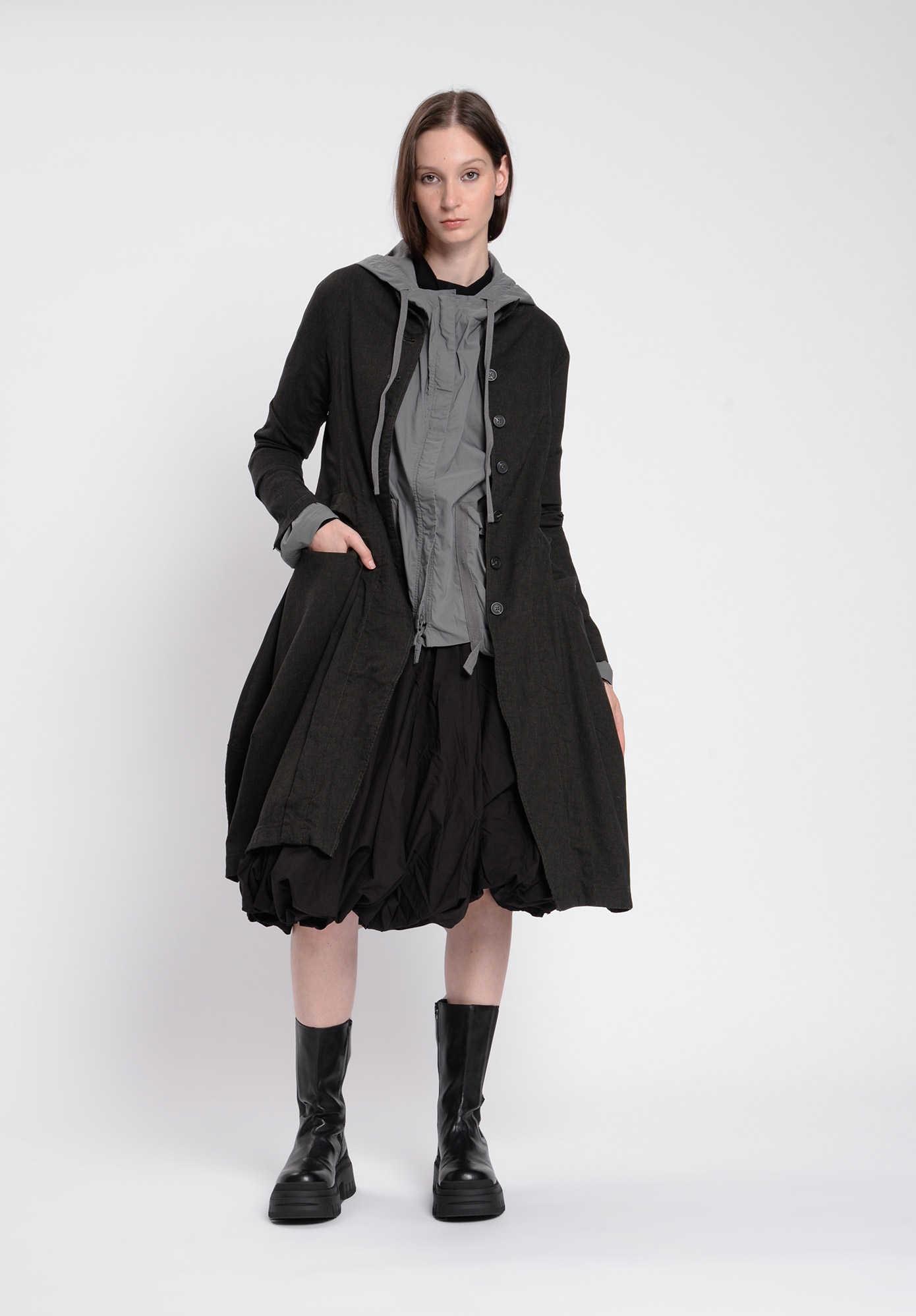 STUDIO RUNDHOLZ - BLACK LABEL - TULIP HEM COAT - JUNGLE STRIPE