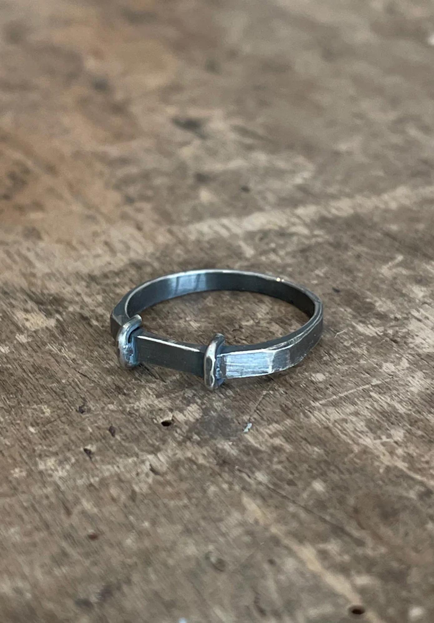 TO GARAL -  ANTIQUE NIGHT RING - OXIDIZED SILVER