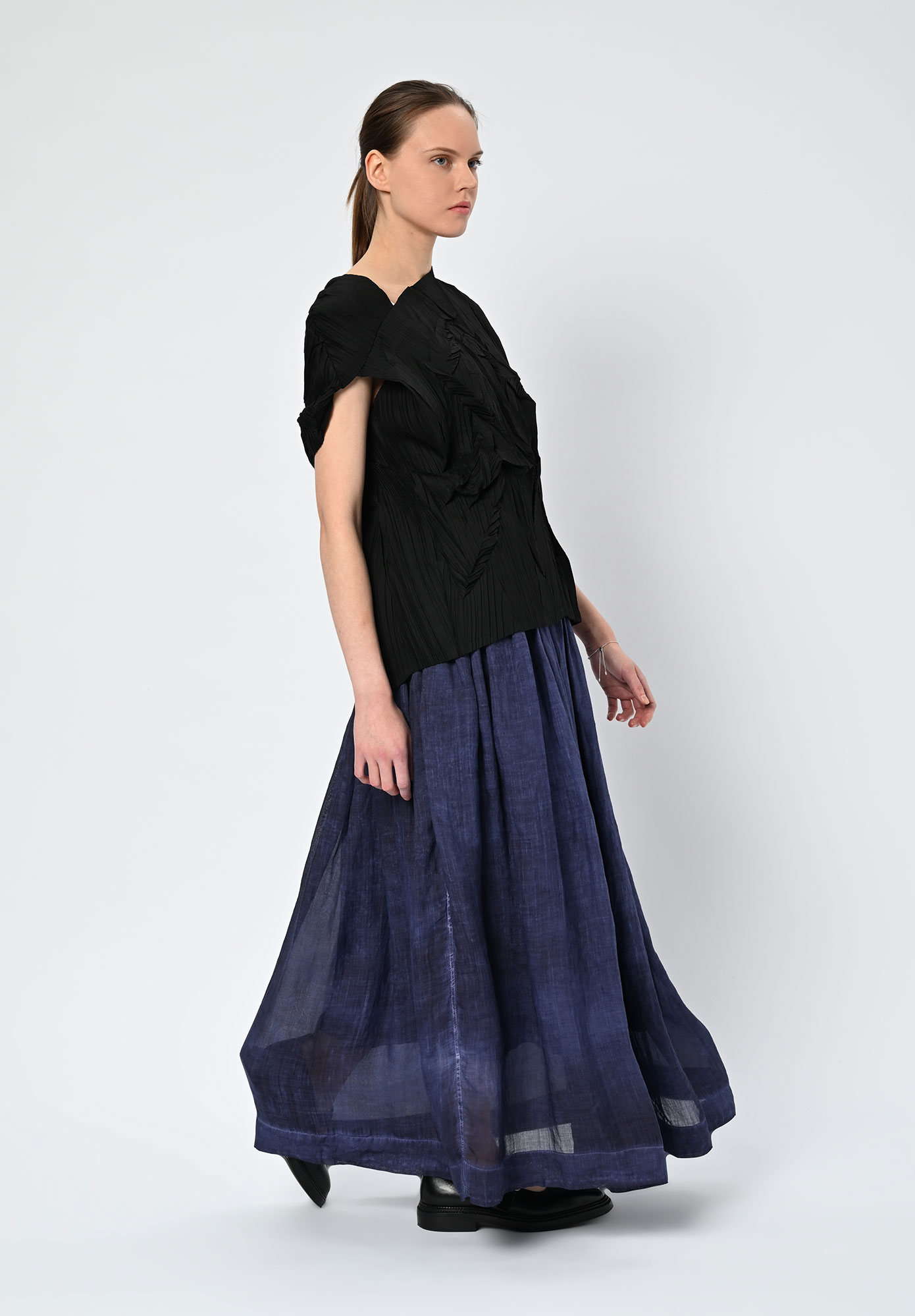 LA VACA LOCA - AZUCAR CRUSH PLEAT TOP - BLACK