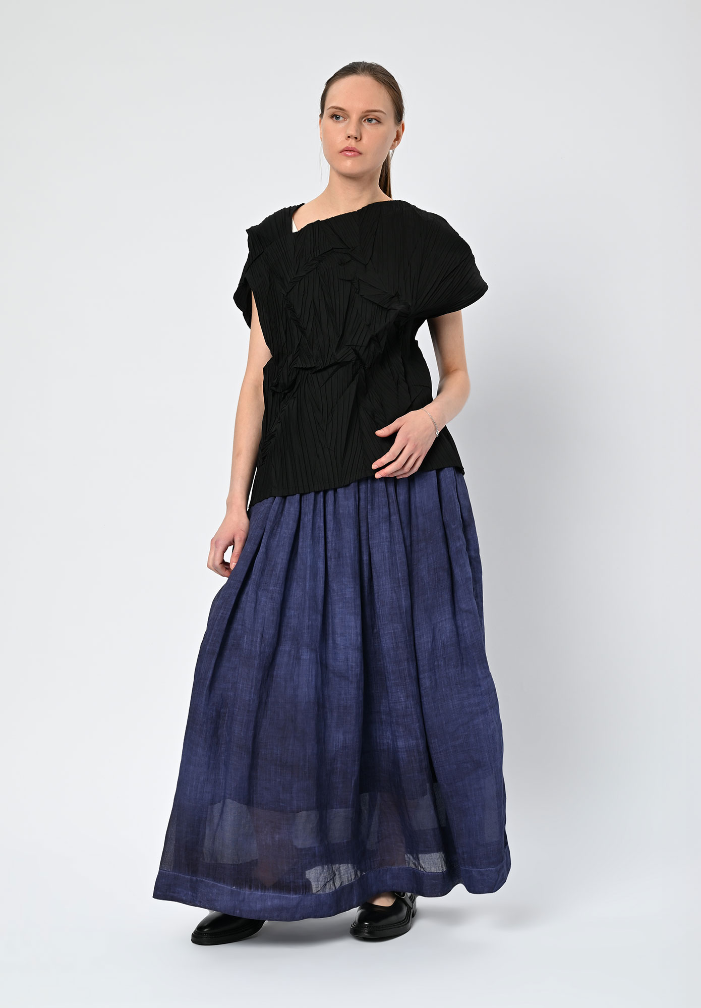 LA VACA LOCA - AZUCAR CRUSH PLEAT TOP - BLACK