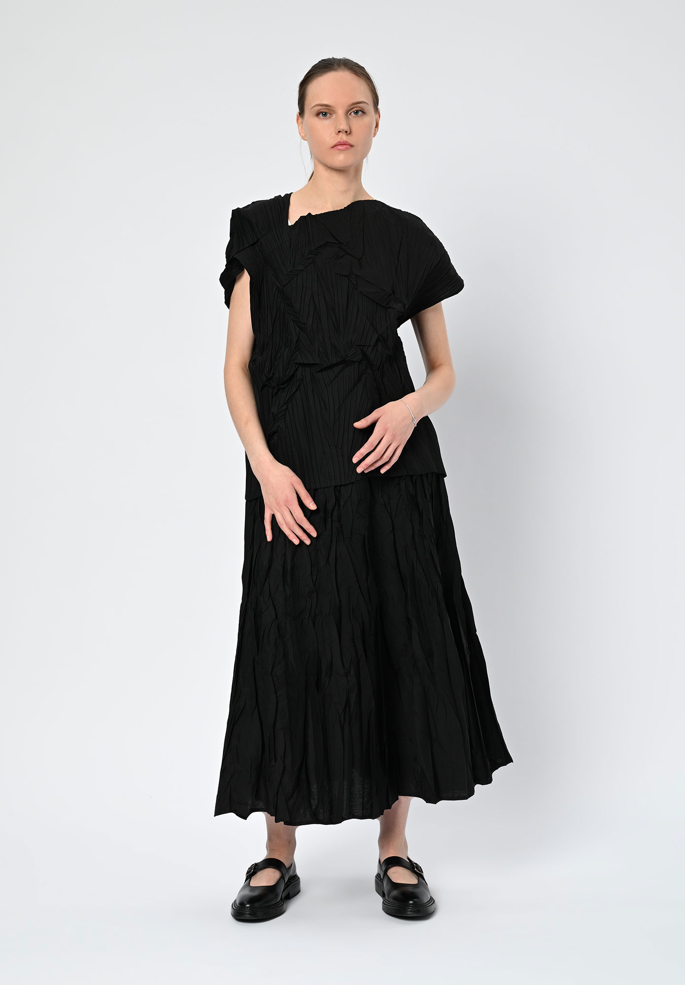 LA VACA LOCA - AZUCAR CRUSH PLEAT TOP - BLACK