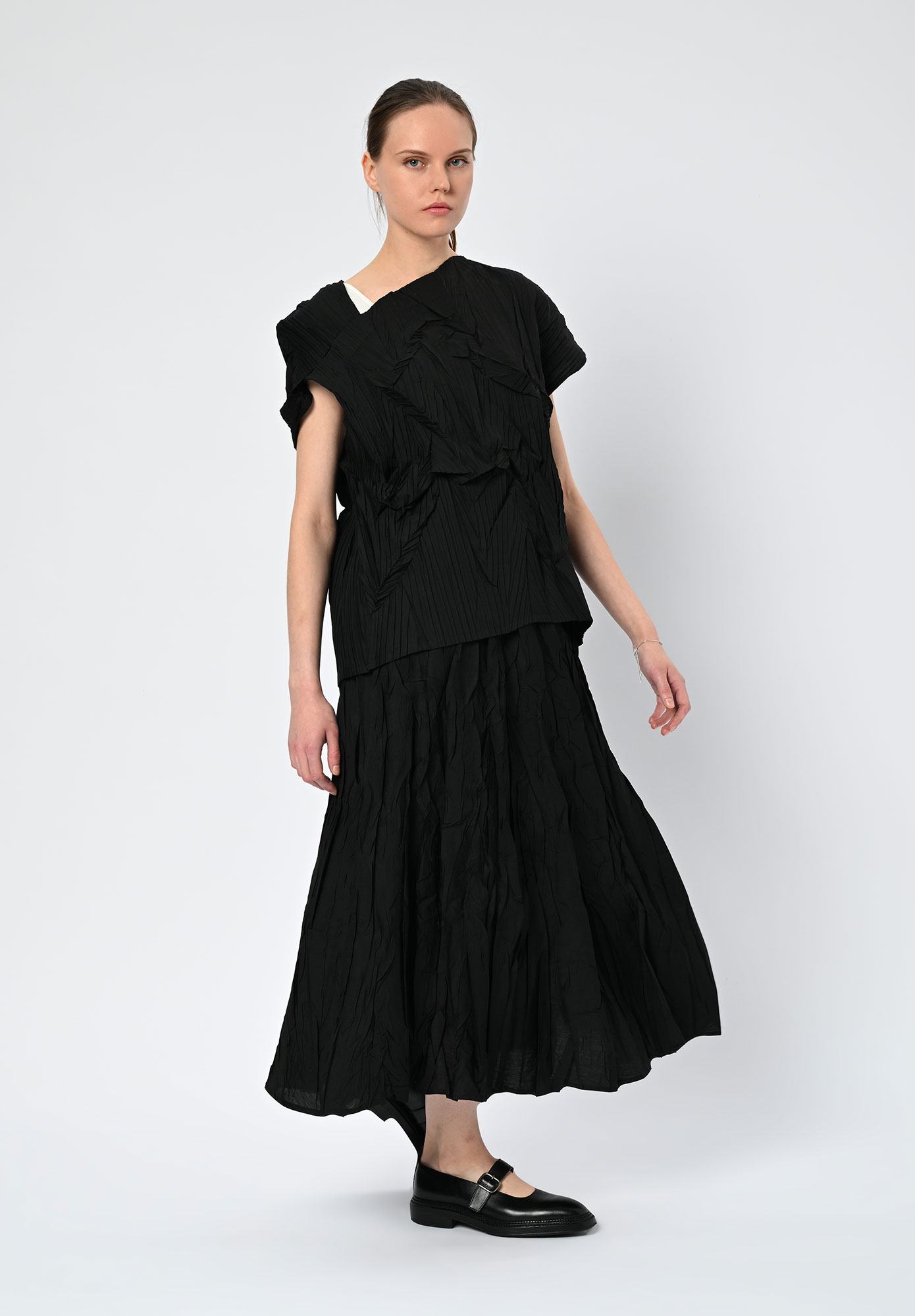 LA VACA LOCA - AZUCAR CRUSH PLEAT TOP - BLACK