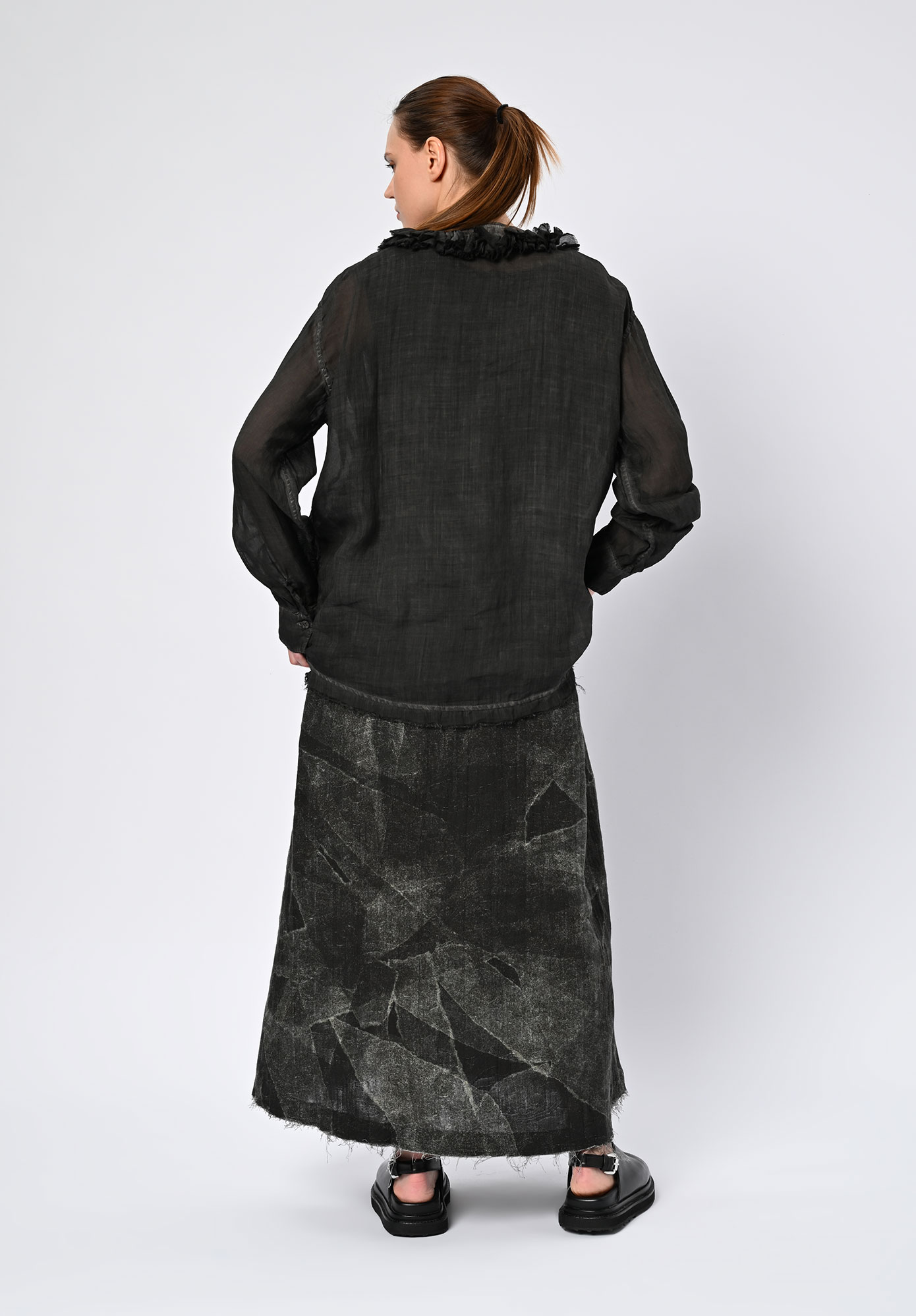 LA VACA LOCA - LEER RUFFLE STRIP SHIRT - COLD BLACK
