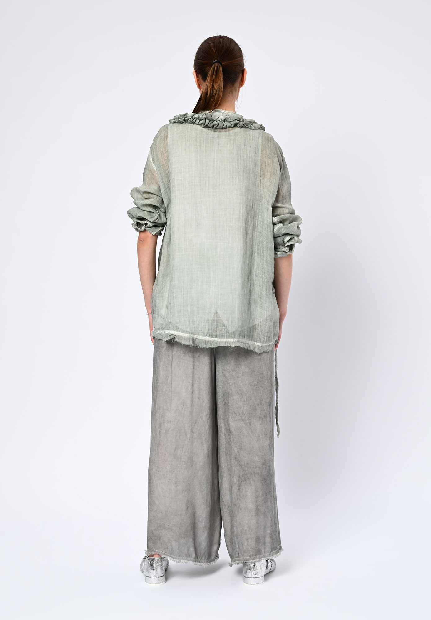 LA VACA LOCA - LEER RUFFLE STRIP SHIRT - WATER BLUE