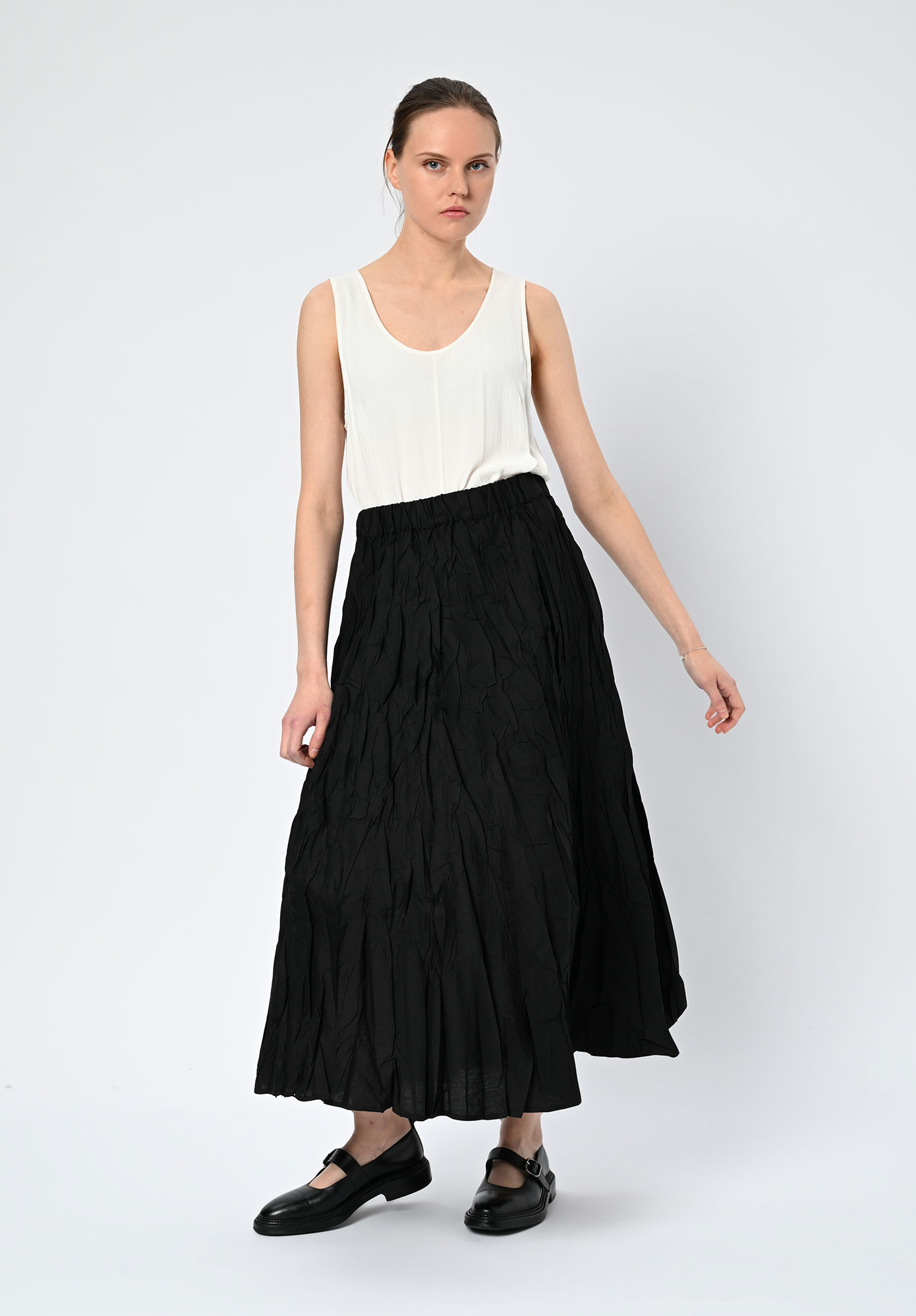 LA VACA LOCA - UVAS CRUSH PLEAT SKIRT - BLACK