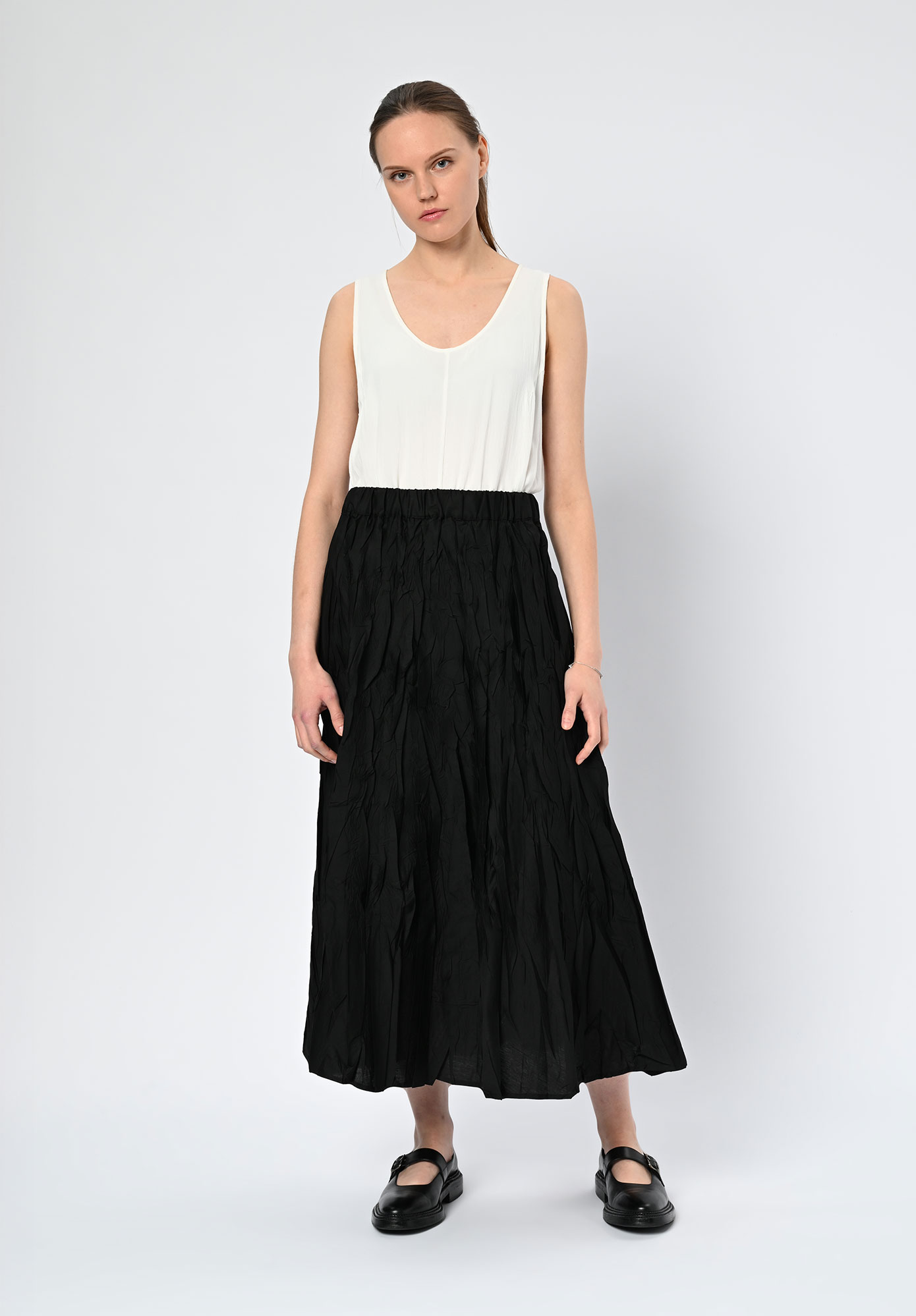 LA VACA LOCA - UVAS CRUSH PLEAT SKIRT - BLACK
