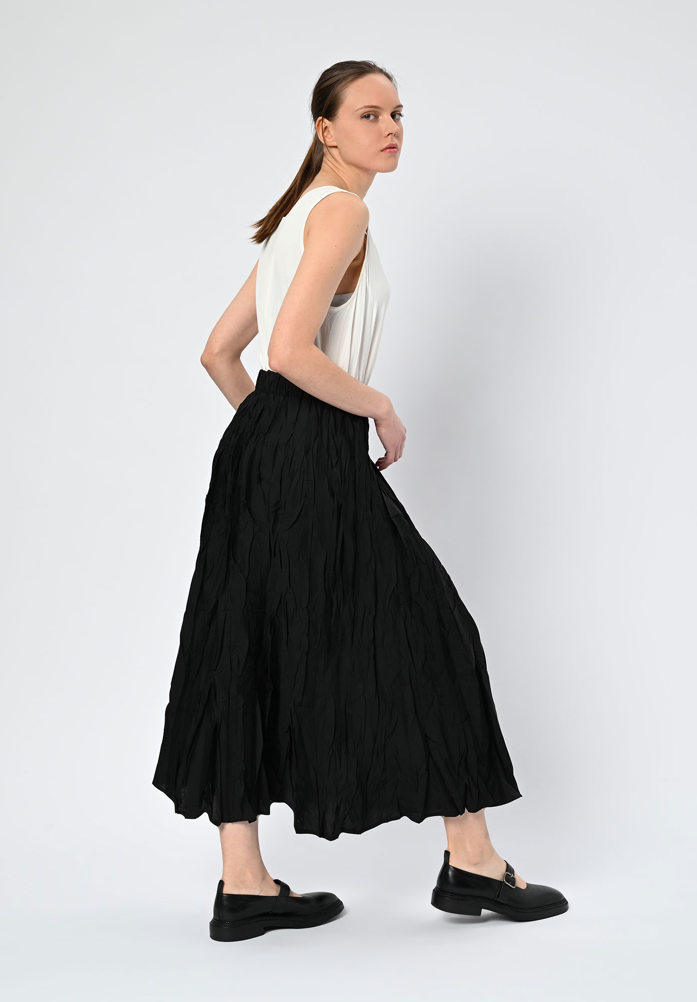 LA VACA LOCA - UVAS CRUSH PLEAT SKIRT - BLACK