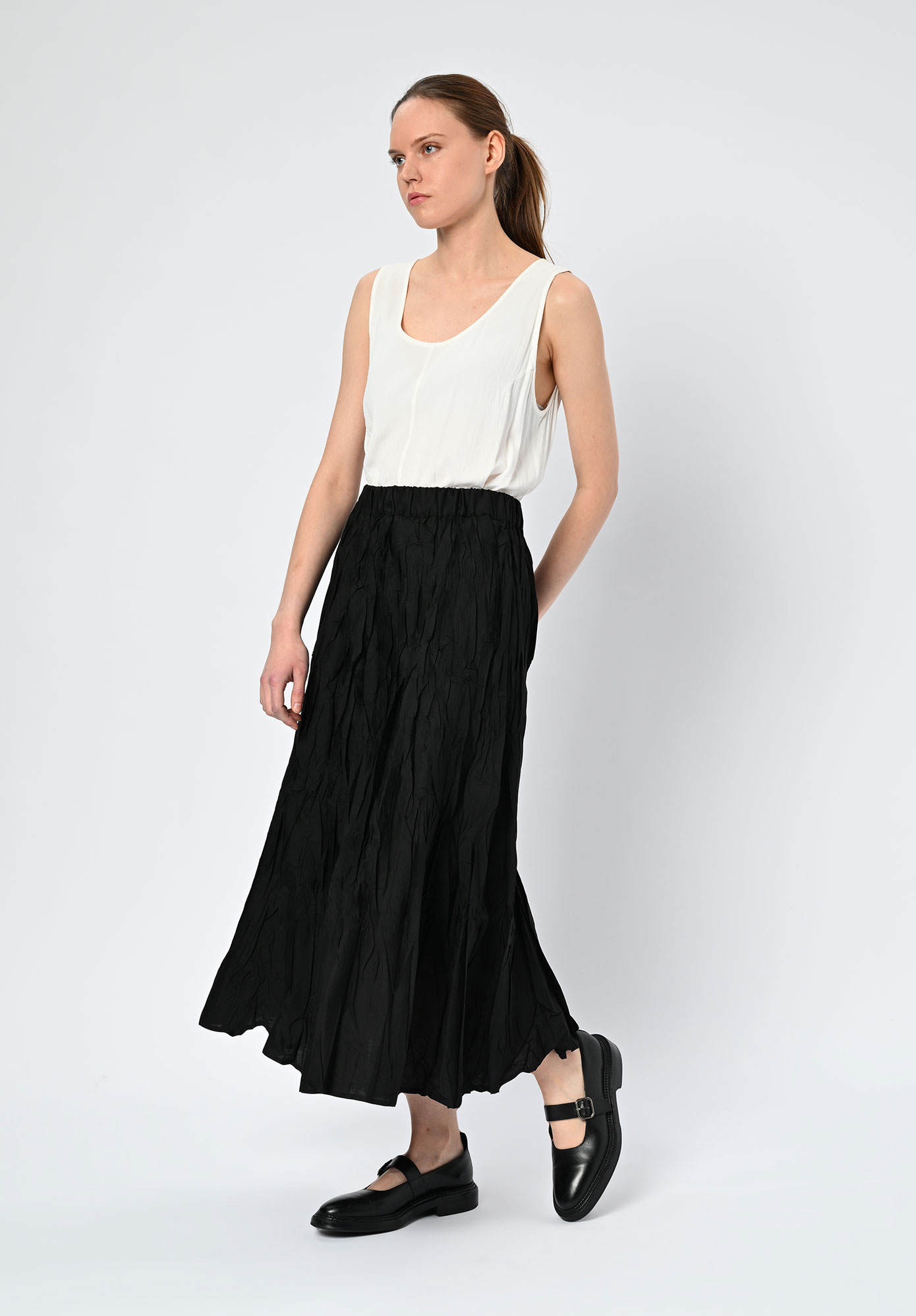 LA VACA LOCA - UVAS CRUSH PLEAT SKIRT - BLACK