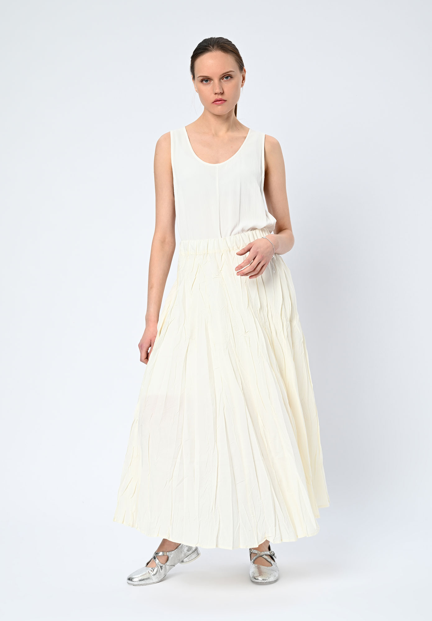 LA VACA LOCA - UVAS CRUSH PLEAT SKIRT - OFF WHITE