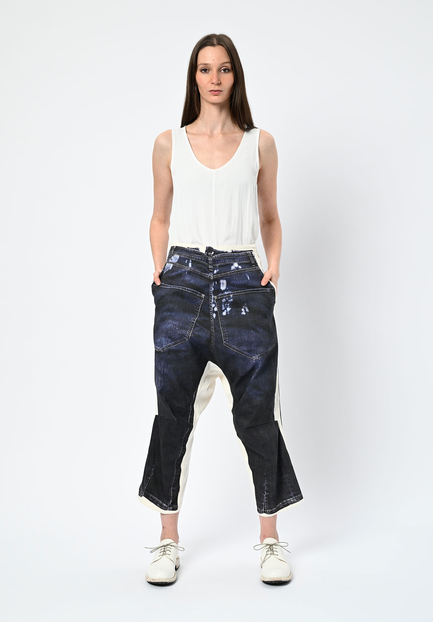 STUDIO RUNDHOLZ | DIP  - LOW CROTCH TROPE L'OEILL PANEL PRINT JEAN - DENIM PRINT