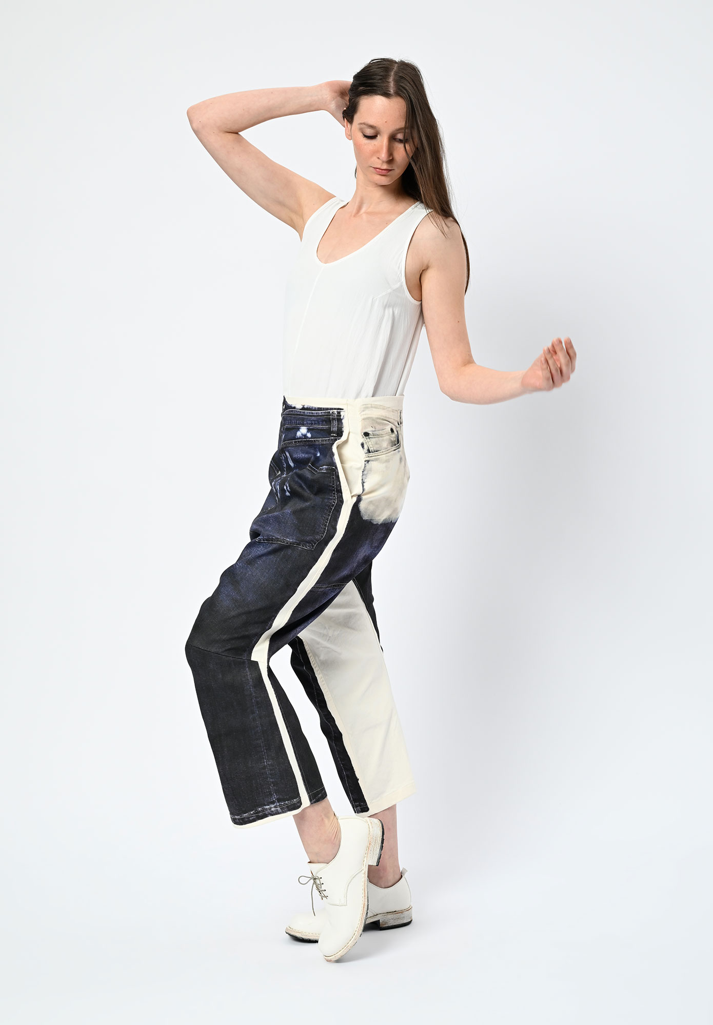 STUDIO RUNDHOLZ | DIP  - LOW CROTCH TROPE L'OEILL PANEL PRINT JEAN - DENIM PRINT