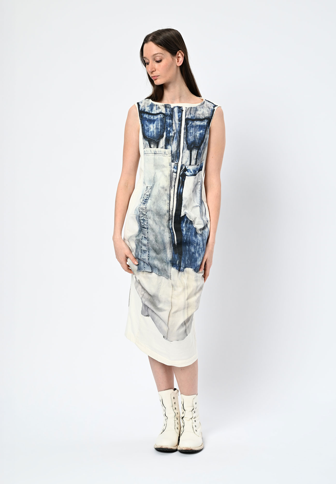 STUDIO RUNDHOLZ | DIP - TROMPE L'OEILL PRINT DRESS - DENIM PRINT