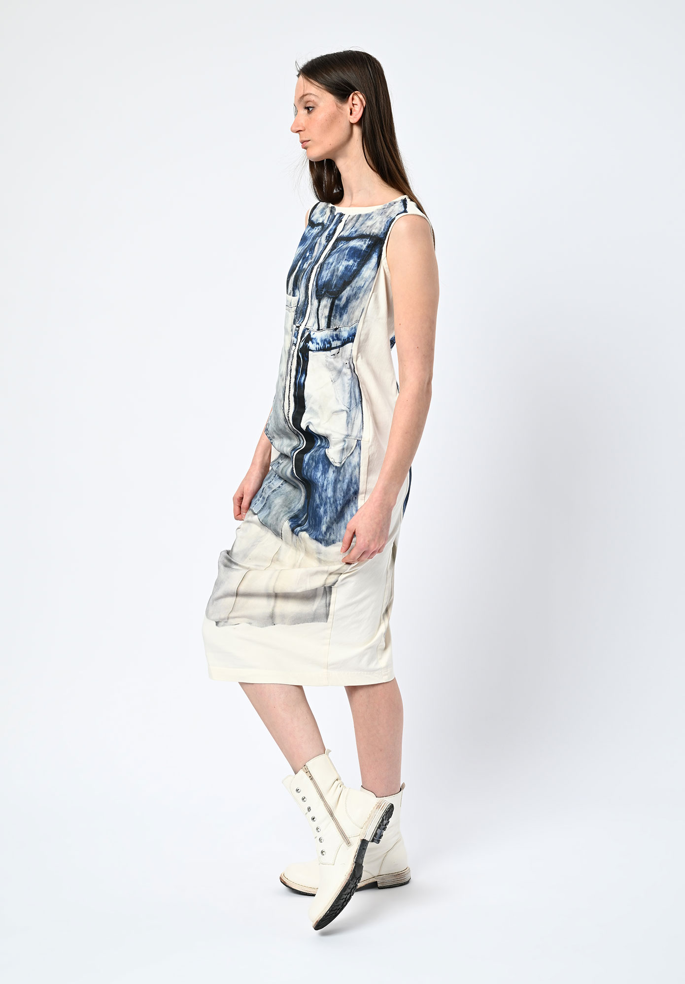 STUDIO RUNDHOLZ | DIP - TROMPE L'OEILL PRINT DRESS - DENIM PRINT