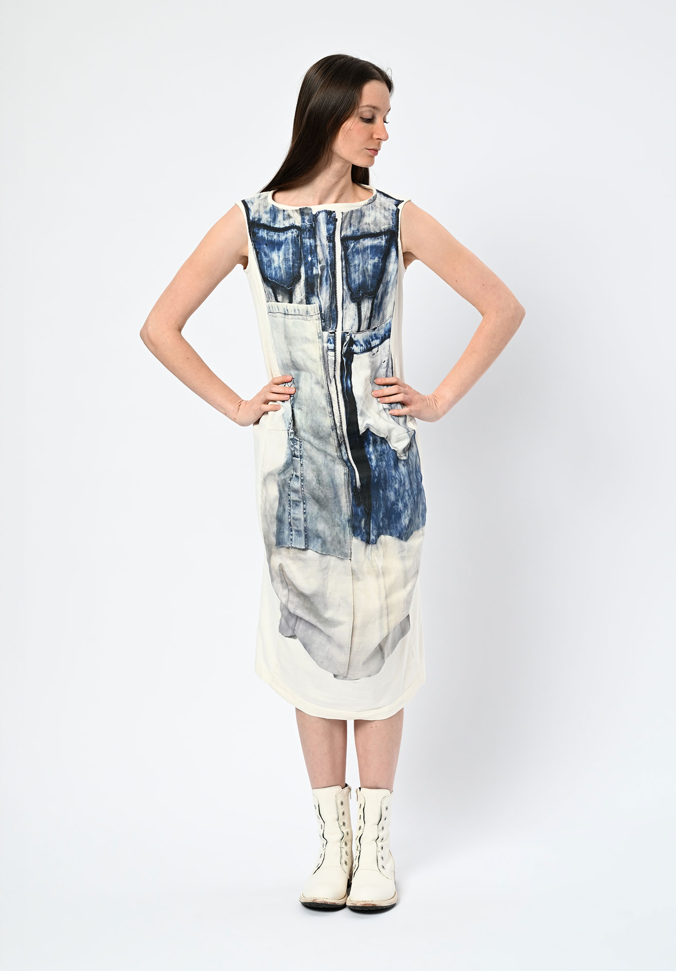 STUDIO RUNDHOLZ | DIP - TROMPE L'OEILL PRINT DRESS - DENIM PRINT
