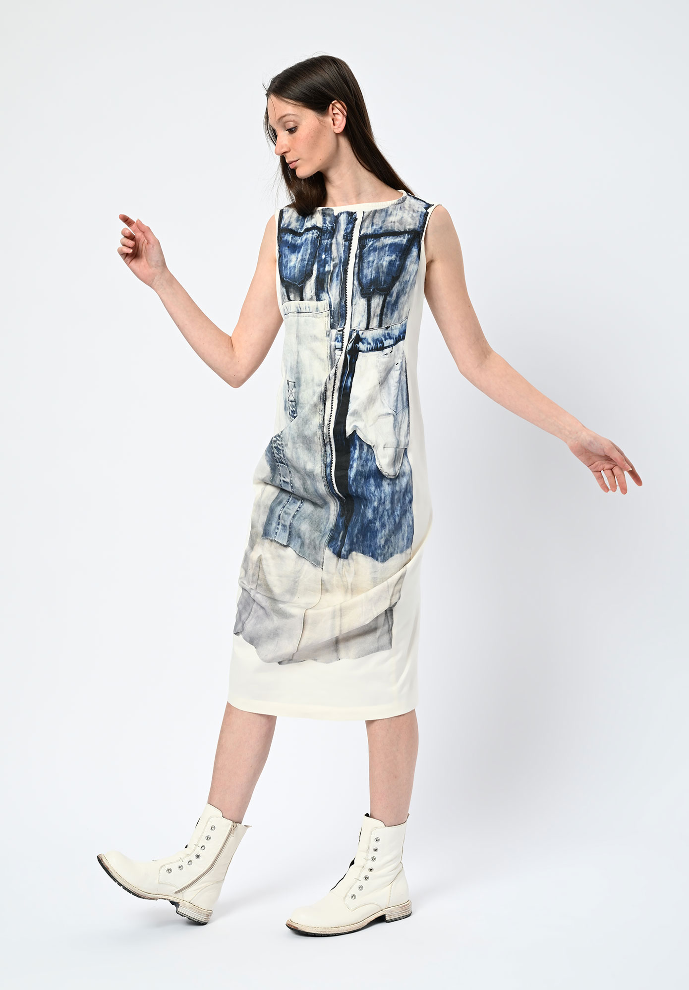 STUDIO RUNDHOLZ | DIP - TROMPE L'OEILL PRINT DRESS - DENIM PRINT