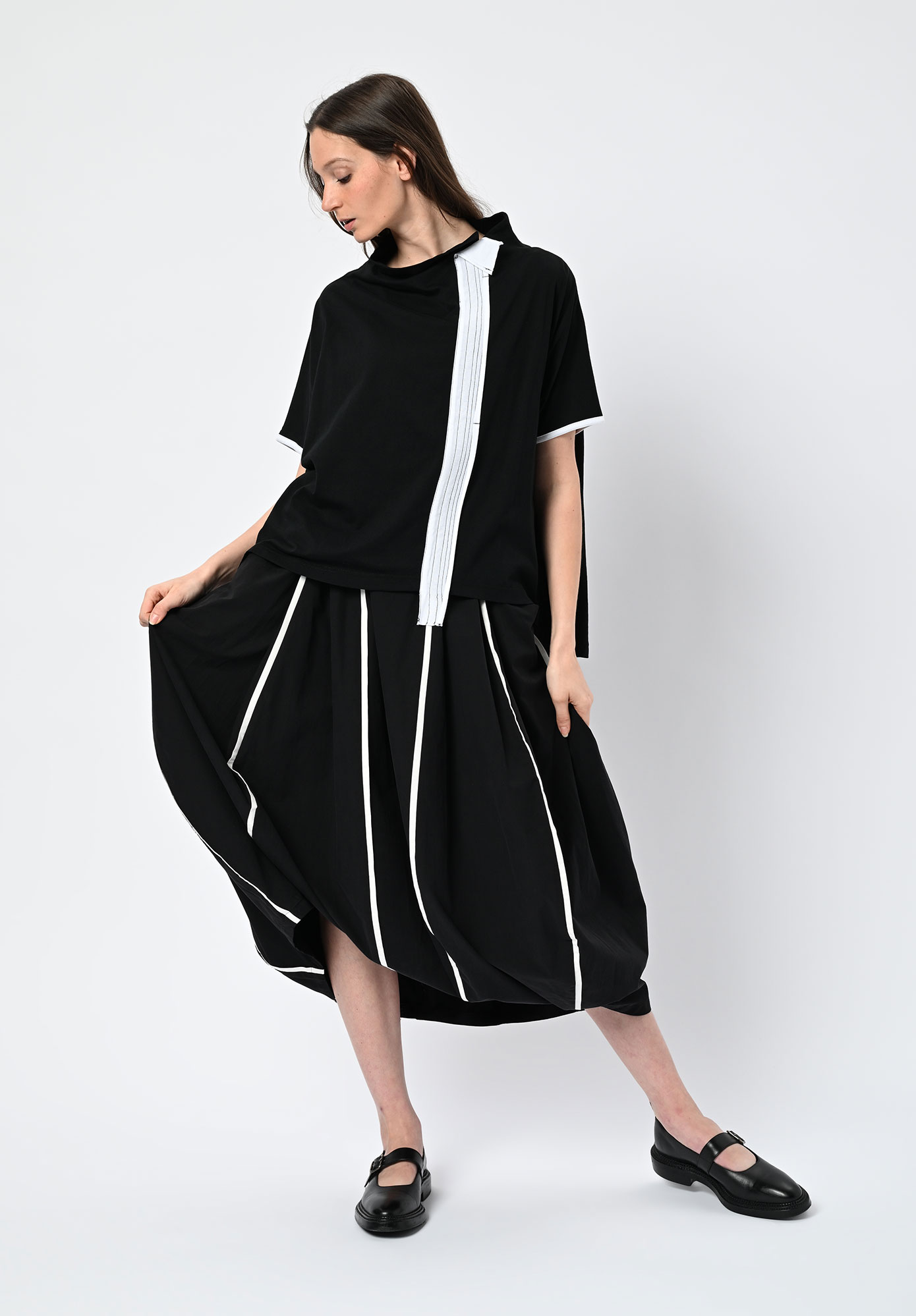 MOYURU HORIZON EDGE RELAXED TOP - BLACK | WHITE STRIPE
