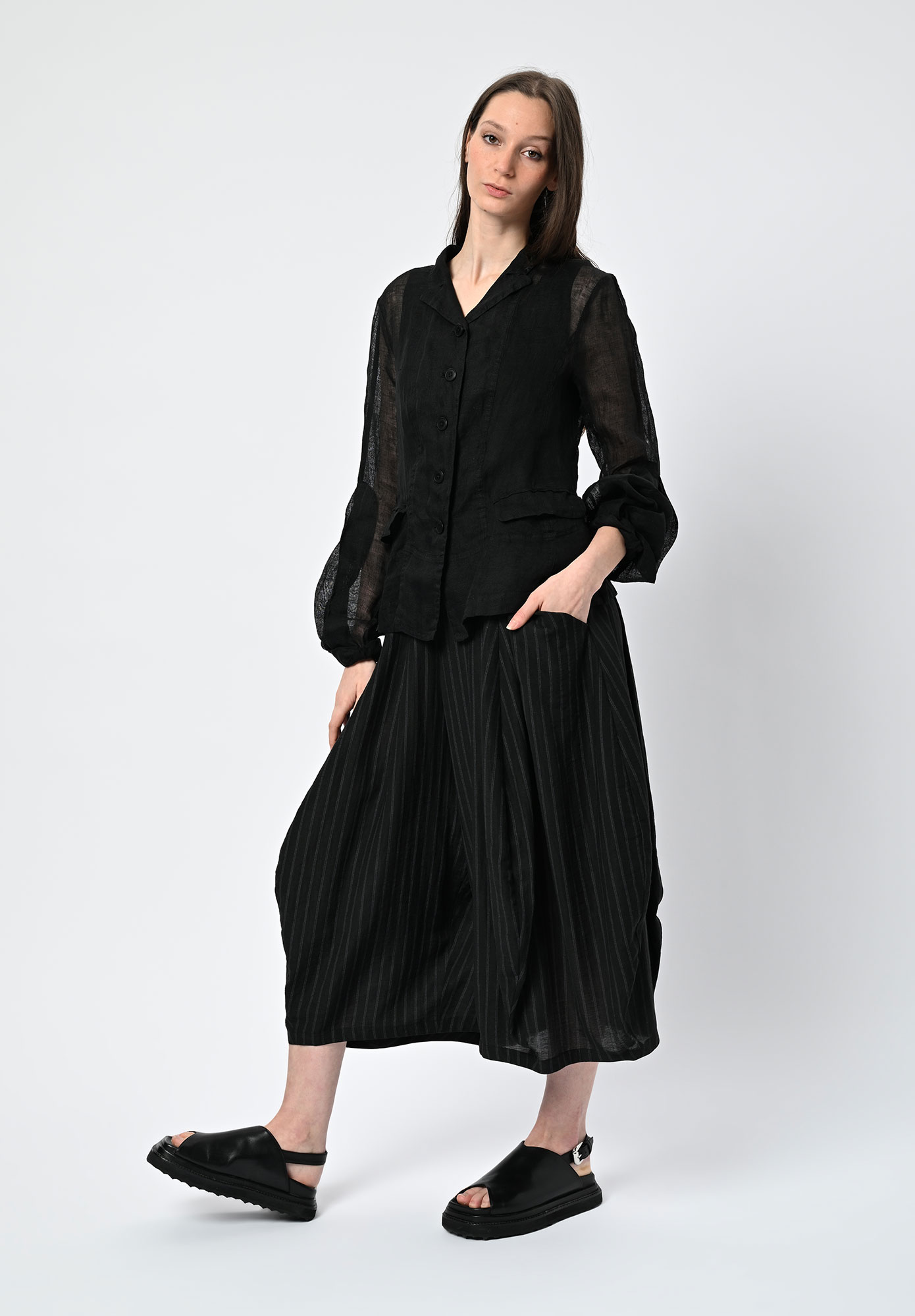 STUDIO RUNDHOLZ | MAINLINE - LINEN GAUZE JACKET - BLACK