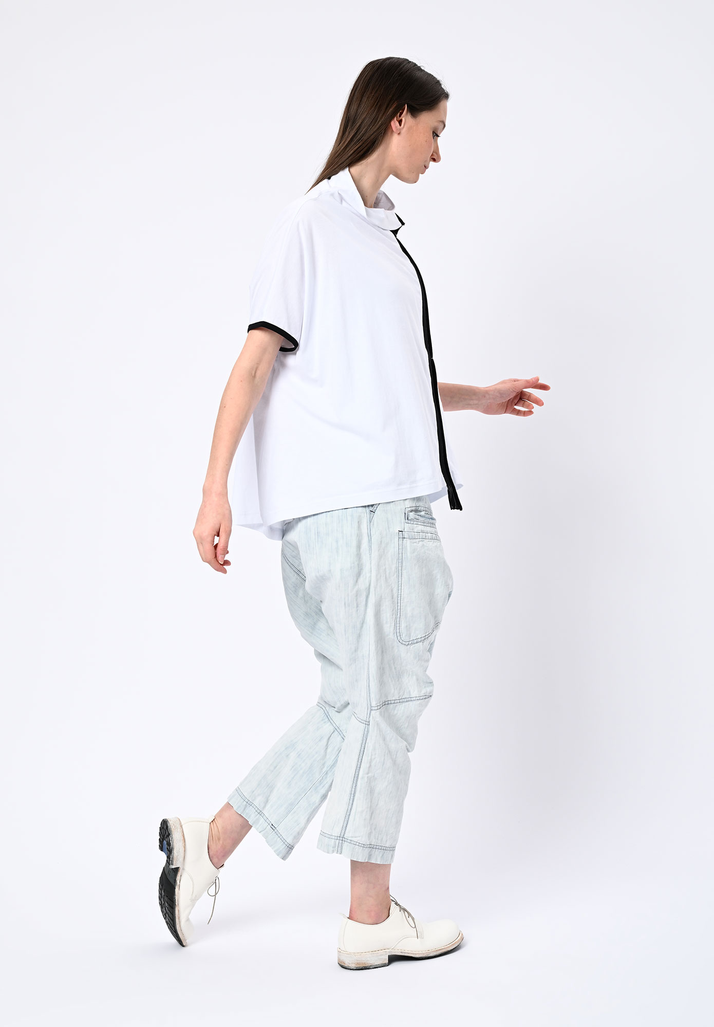 MOYURU - HORIZON EDGE RELAXED TOP - WHITE | BLACK STRIPE