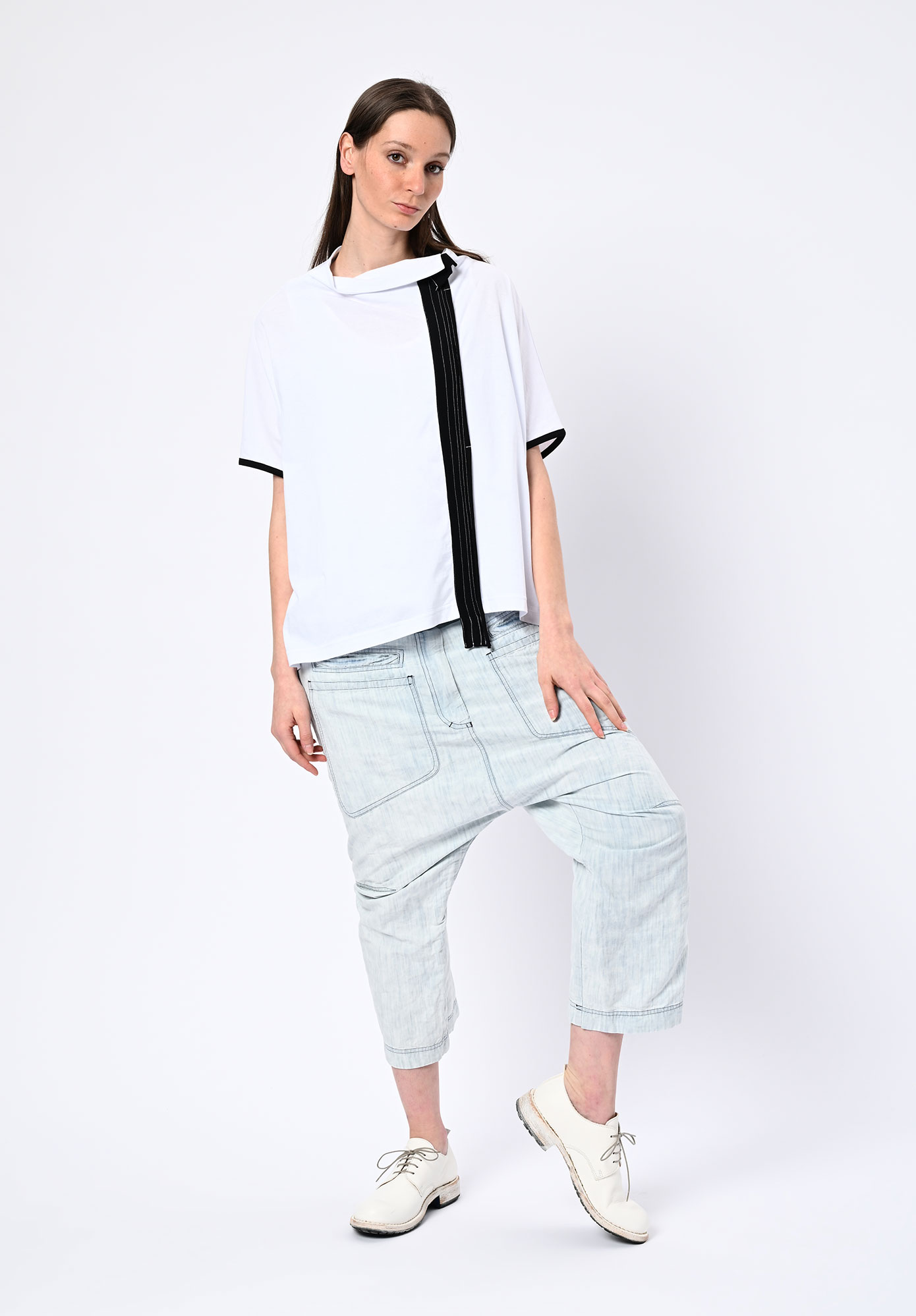 MOYURU - HORIZON EDGE RELAXED TOP - WHITE | BLACK STRIPE